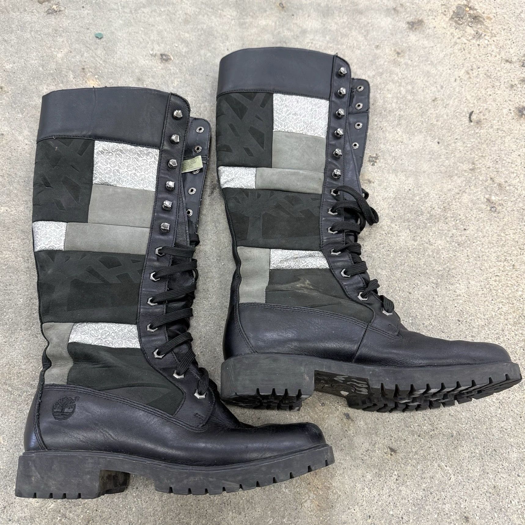 Timberland Timberland Knee High Patchwork Leather Boots Womens 7.5 M Black Gray Size US 8 / IT 38 - 2 Thumbnail