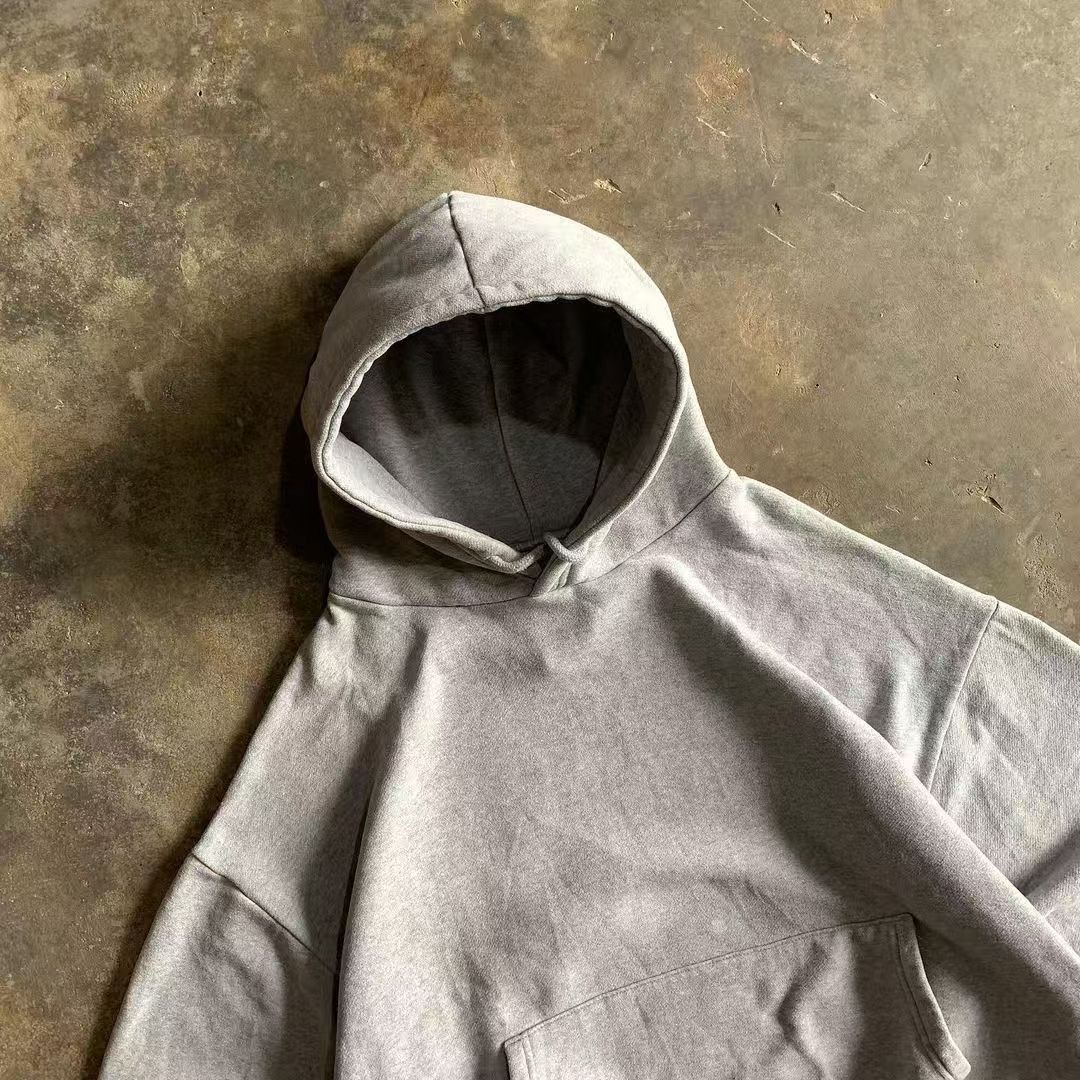 Japanese Brand Gray street retro solid color hoodie y2k Size US L / EU 52-54 / 3 - 2 Thumbnail