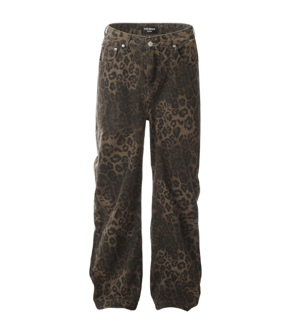 Japanese Brand × Jean American retro washed straight loose leopard print jeans Size US 32 / EU 48 - 6 Thumbnail