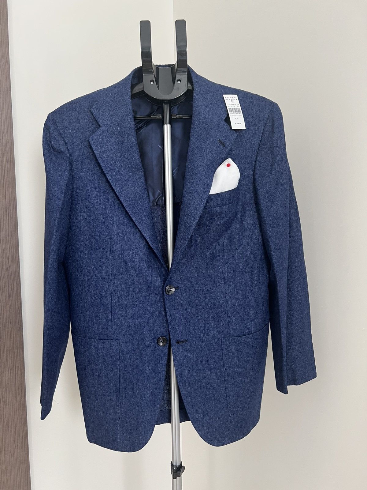 Barneys New York × Kiton Kiton Men’s 38R 48 IT Navy Blue Silk Cashmere Linen Blazer Size 38R - 6 Thumbnail