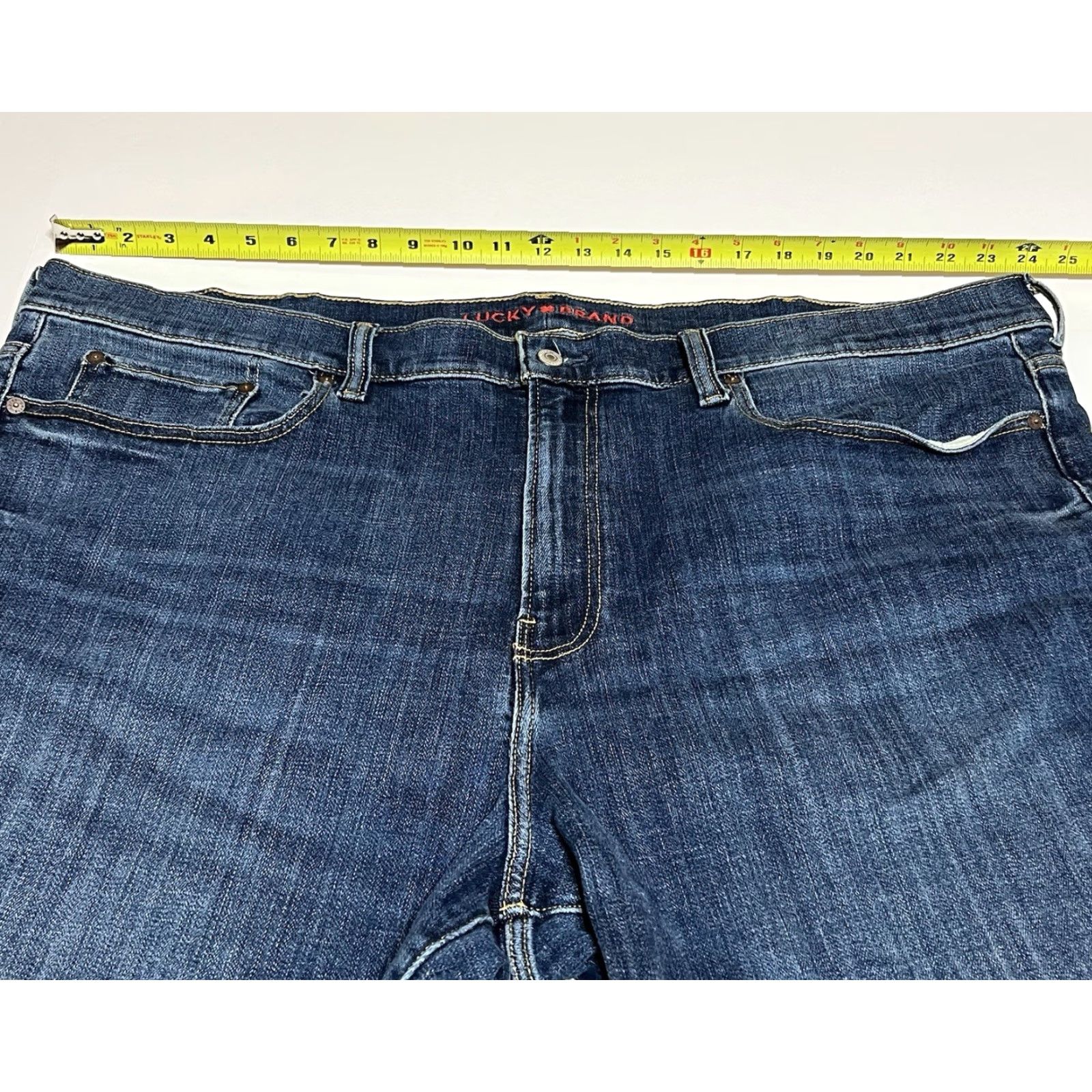 Lucky Brand Lucky Brand Athletic Fit Jeans Men 48x33 Dark Wash Denim 5-Pocket Slim Straight Stretch Button Zip High Rise Carhartt NYC? Size US 32 / EU 48 - 3 Thumbnail