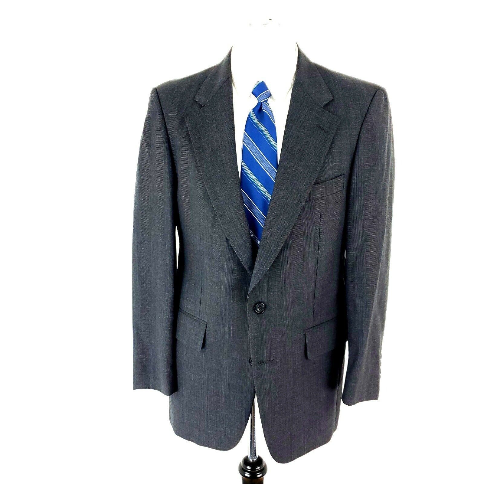 Aquascutum Aquascutum London Wool 2 Button Sport Coat 36R Gray Plaid Bl Size 36R - 3 Thumbnail