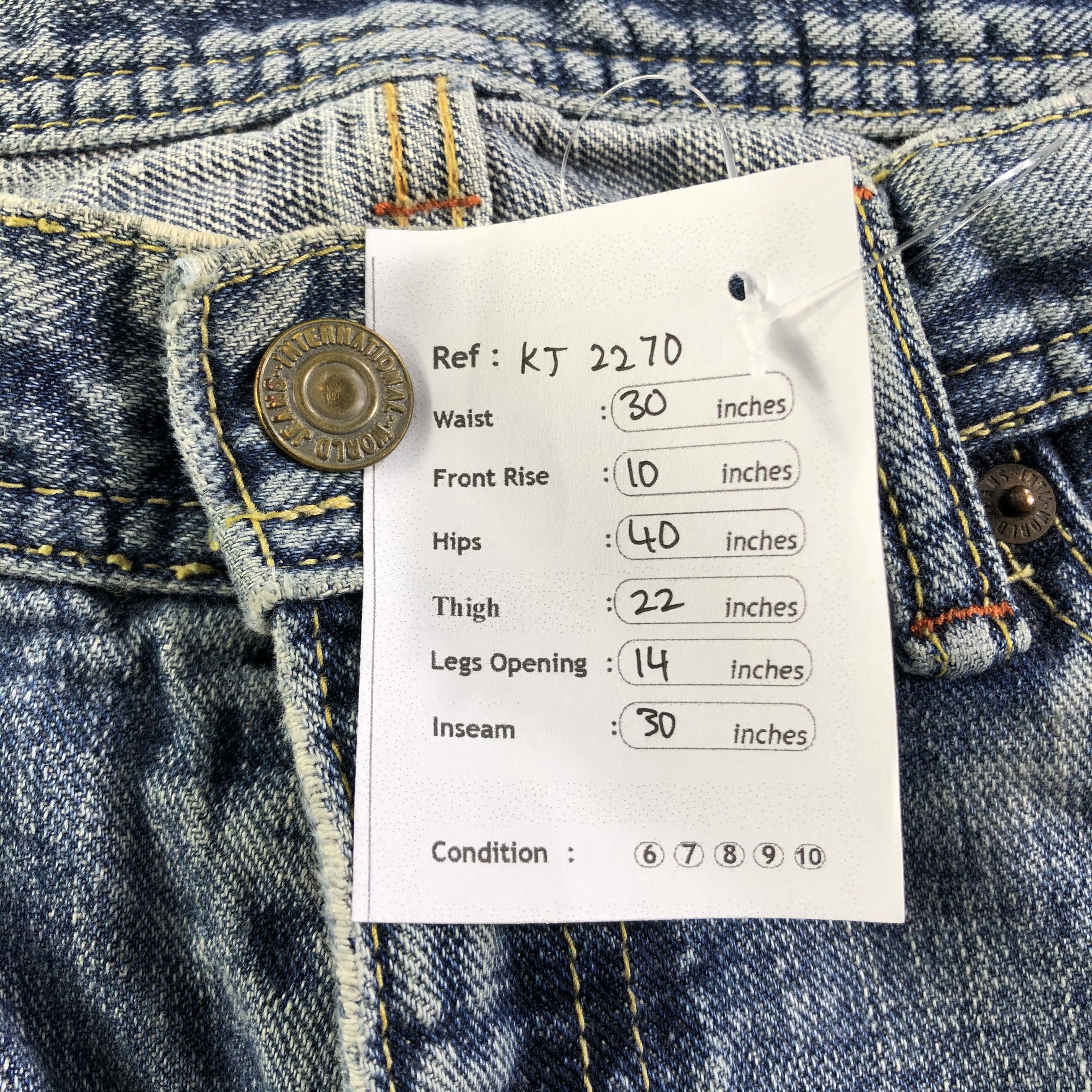 Japanese Brand GL Heart Jeans Faded Blue Denim KJ2270 Size US 29 - 10 Thumbnail