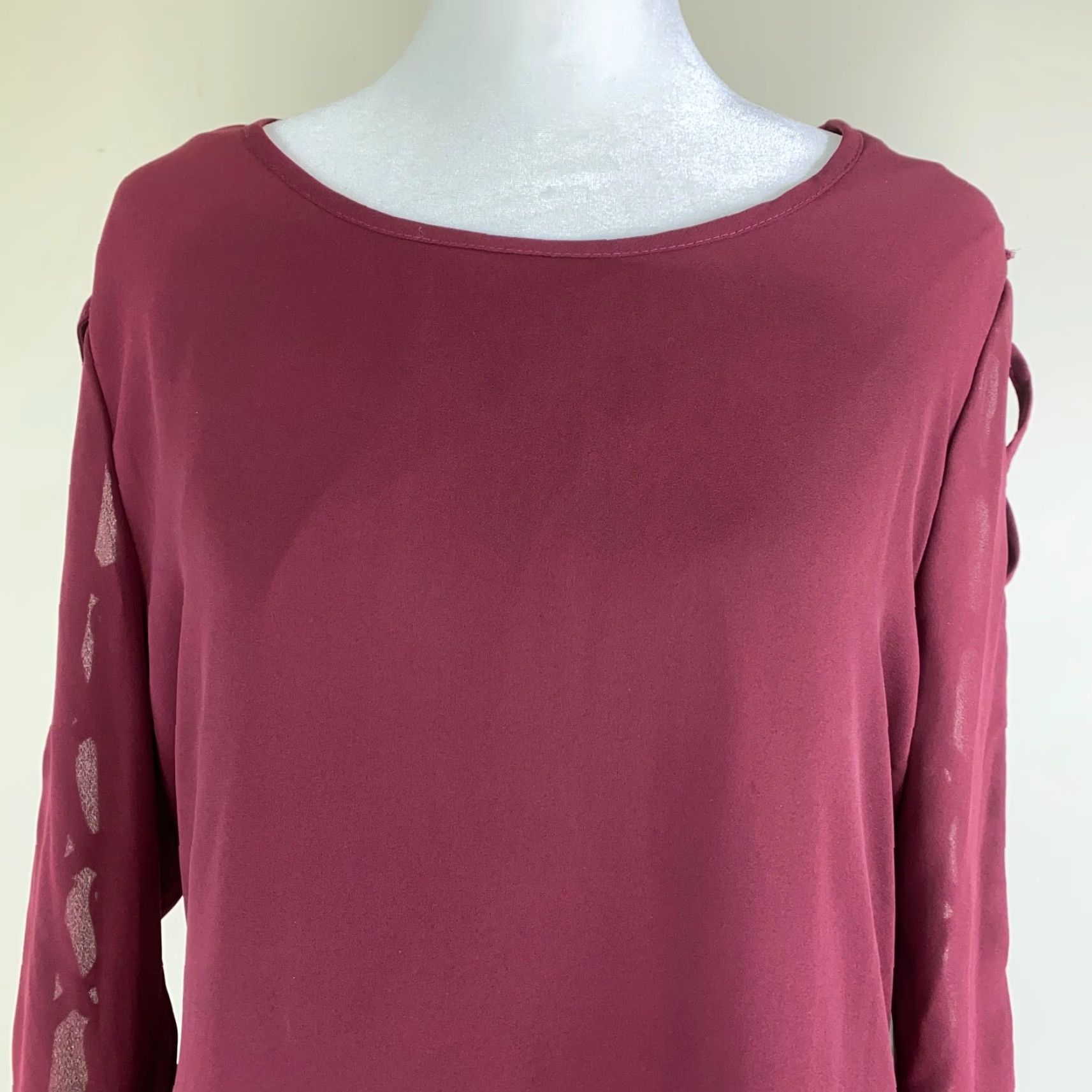 Vintage Liberty Love Womens Mini Dress Medium Maroon Long Sleeve Lined Size M / US 6-8 / IT 42-44 - 5 Thumbnail