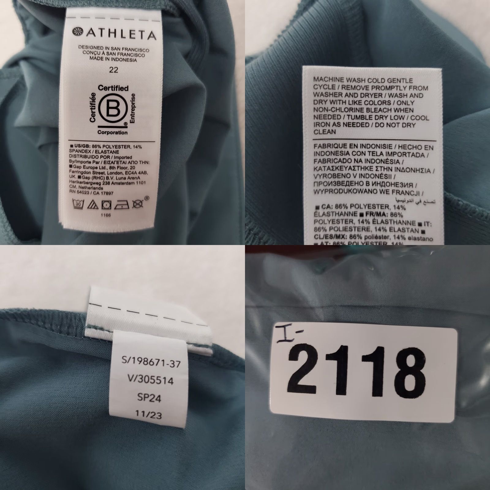 Athleta VINTAGE Athleta Brooklyn Mid Rise Ankle Pant Women Plus 22 Green Pull On Pockets Active Size 40" / US 18 - 9 Thumbnail