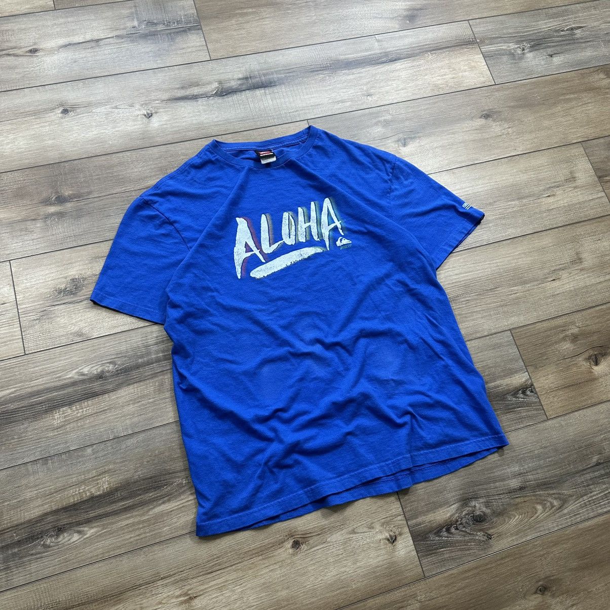 Quiksilver Vintage 2000s Y2K Quiksilver Aloha Blue Surf Graphic Tee Size US XL / EU 56 / 4 - 2 Thumbnail