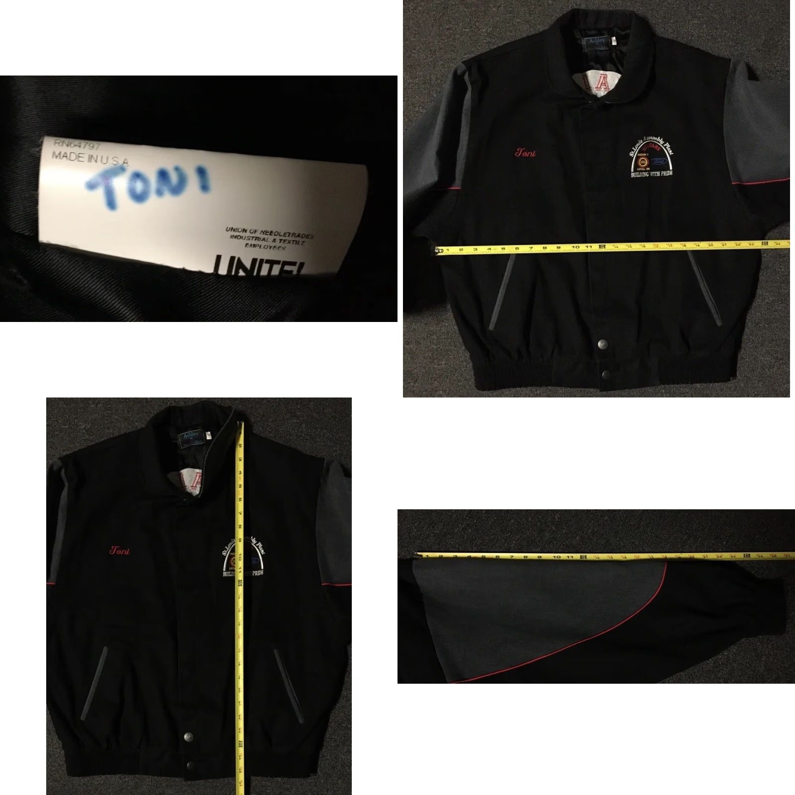 Ford VINTAGE Ford St Louis Plant UAW Worker Jacket L Men Black Mechanic Bomber Jacket USA Grunge 90s 80s Racing Cars USA Size US L / EU 52-54 / 3 - 8 Thumbnail