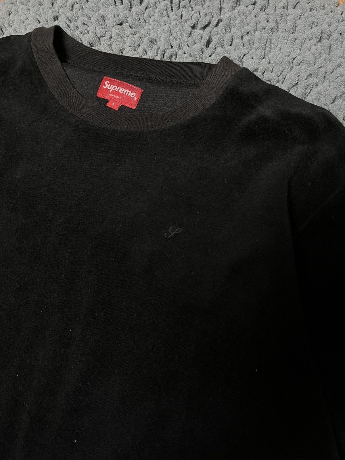 Supreme 💣SUPREME VELOUR BLACK LONG SLEEVE SWEATER Size US M / EU 48-50 / 2 - 3 Thumbnail