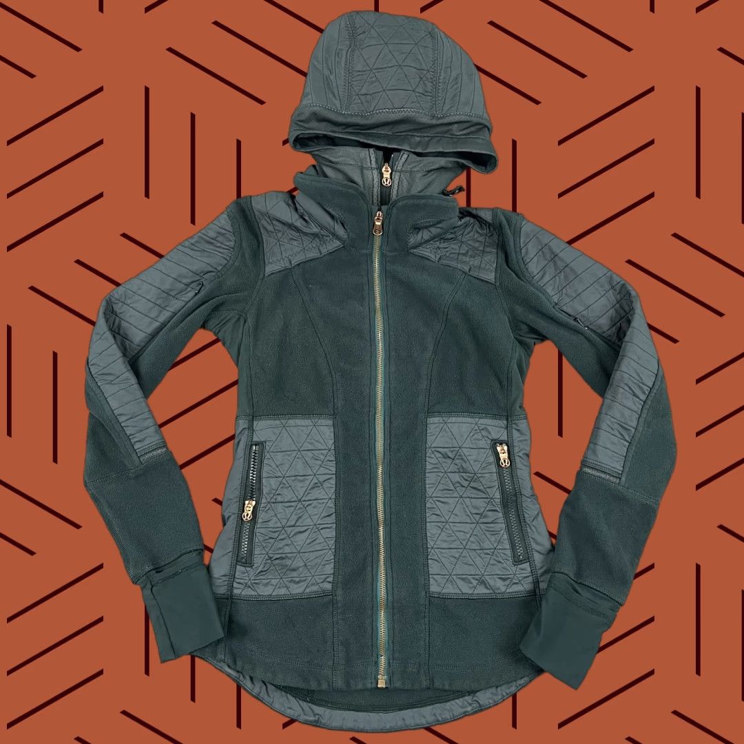 Lululemon Lululemon Fleecy Keen Jacket Womens Size 2 Green Quilted Fleece Hooded Utility Jacket Size XS / US 0-2 / IT 36-38 - 1 Thumbnail