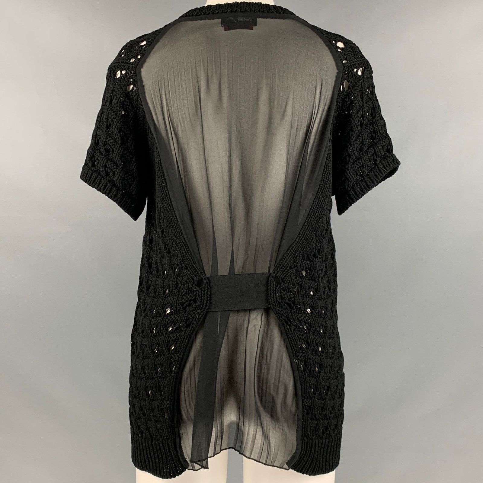 Kolor KOLOR Size L Black Cotton Mixed Fabrics V-Neck Casual Top Size L / US 10 / IT 46 - 4 Thumbnail