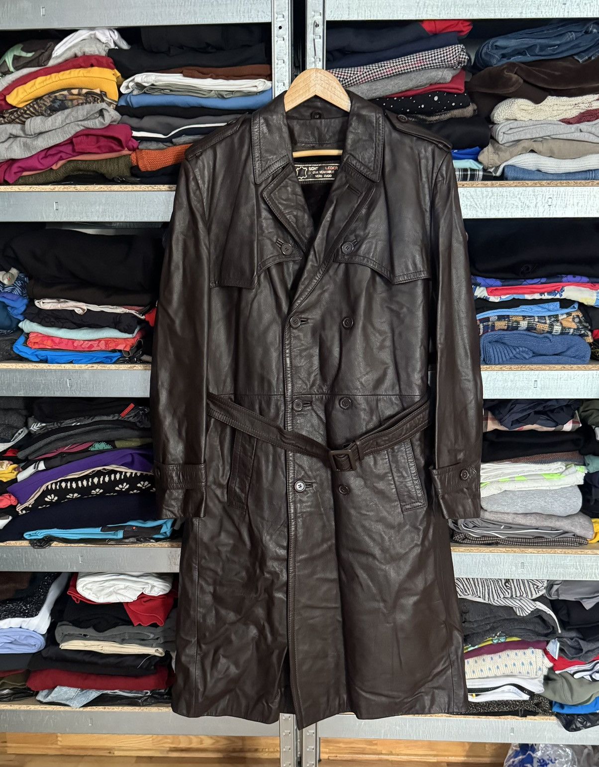 Genuine Leather Retro 52size vintage leather brown coat jacket + lining 90s Size US L / EU 52-54 / 3 - 20 Thumbnail
