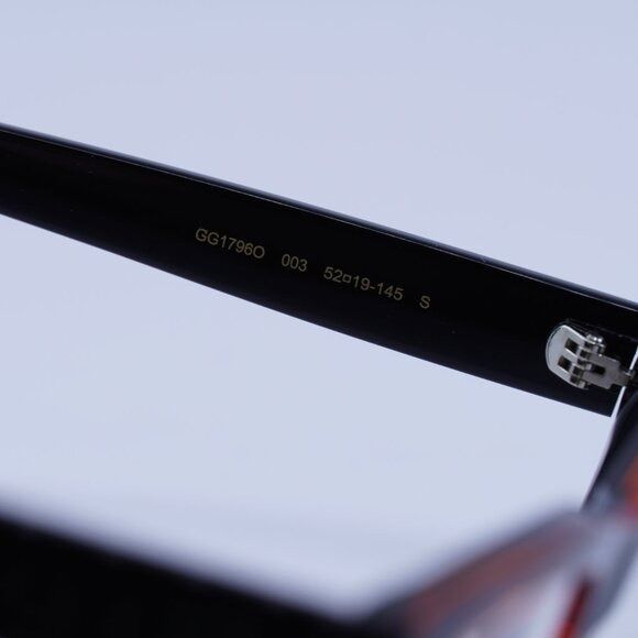 Gucci Gucci GG1796O 003 Eyeglasses Burgundy Crystal on Black 52mm Size ONE SIZE - 6 Thumbnail