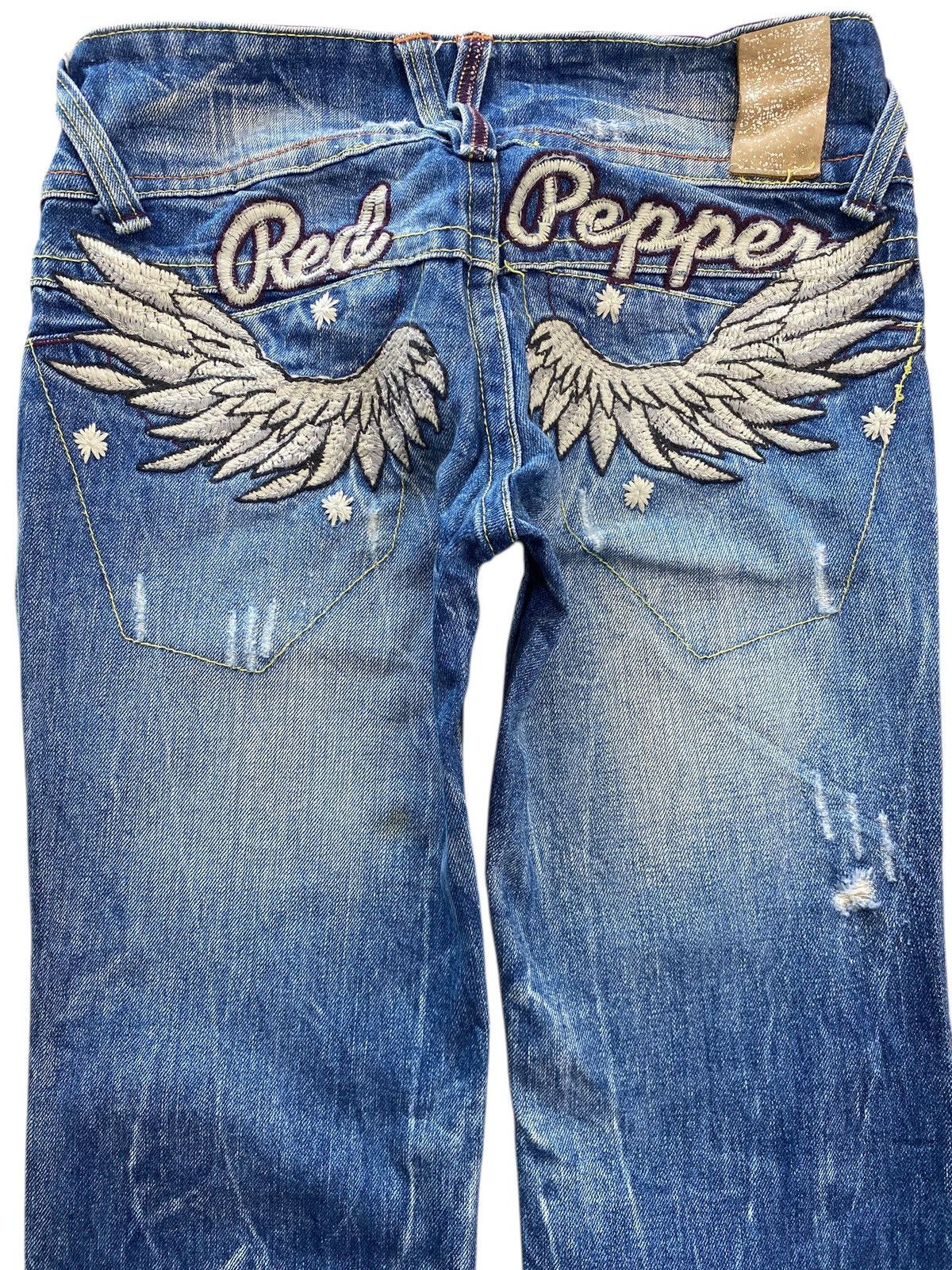 Japanese Brand Red Pepper low-rise flare jeans with angel wings design Size US 29 - 4 Thumbnail