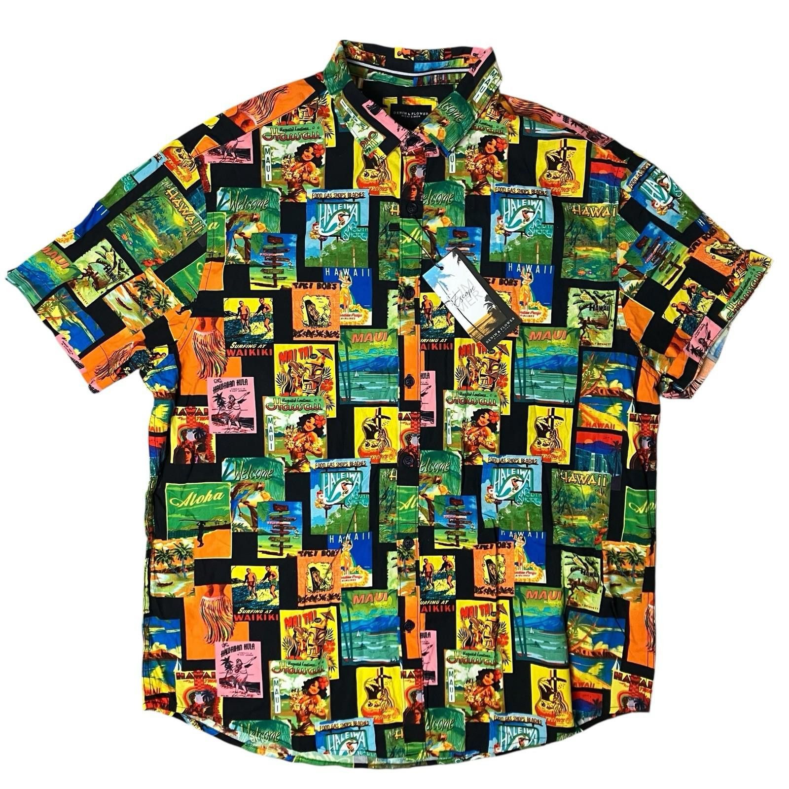 Denim & Flower Denim Flower Shirt XL Hawaii Button Up Tropical Luau Surf Size US XL / EU 56 / 4 - 12 Thumbnail