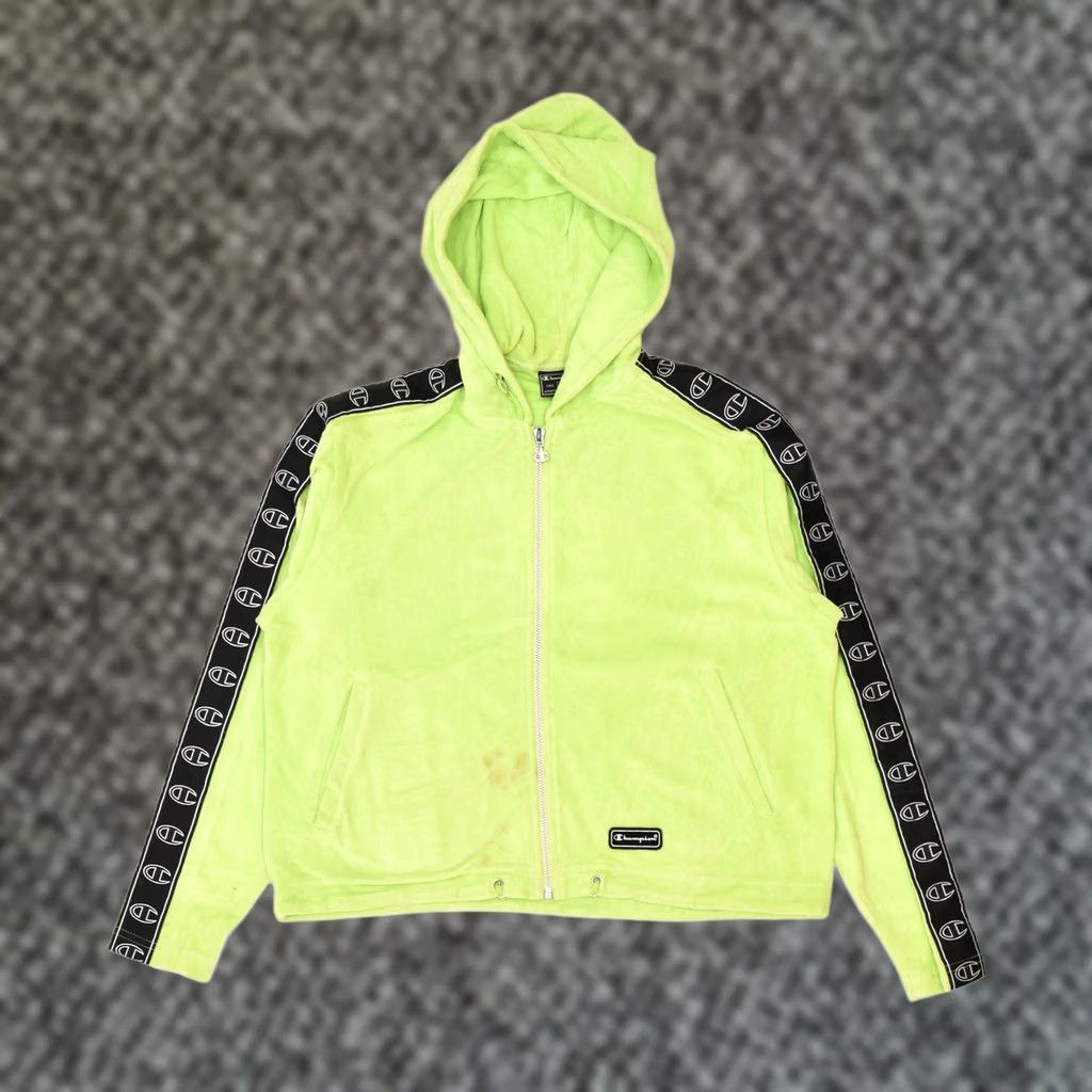 Champion CHAMPION Womens Crop Zip Hoodie Sweater UK 12 Medium Green Cotton Sports Size M / US 6-8 / IT 42-44 - 1 Thumbnail