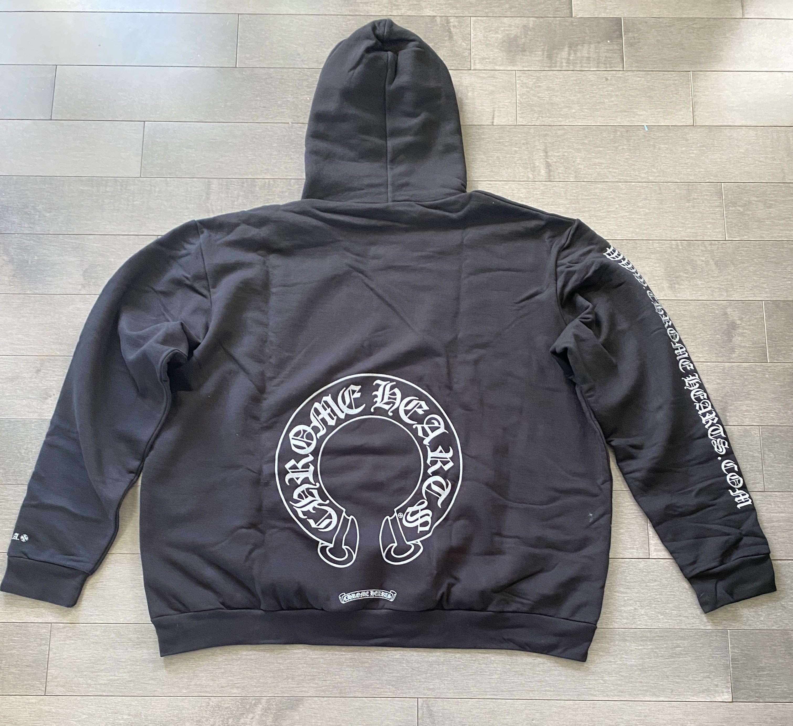 image of Chrome Hearts Www.chromehearts.com Silver Glitter Hoodie in Black, Men's (Size 2XL)