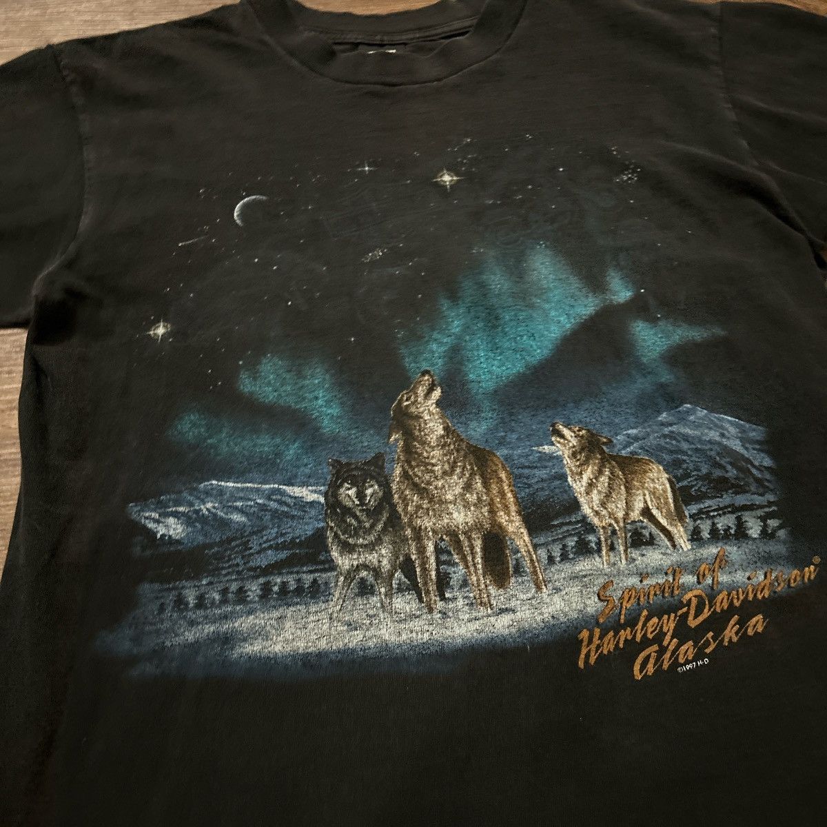 Harley Davidson Vintage 90s motor spirt Harley Davison wolf print tee Size US M / EU 48-50 / 2 - 2 Thumbnail