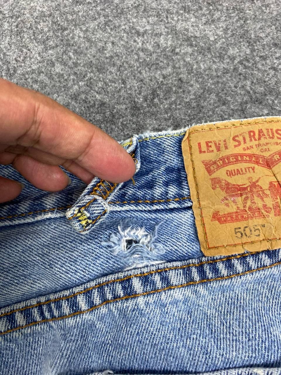 levis 505 lightwash distressed denim nice design