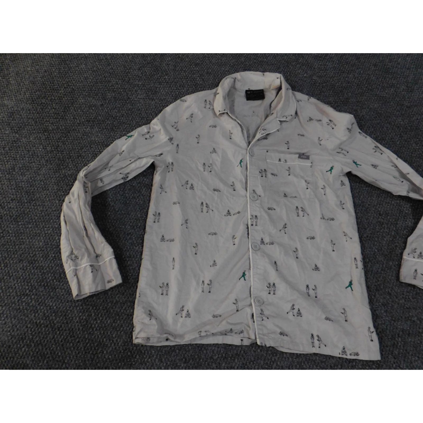 Vintage Figs Shirt Mens Small White Doctor Print Long Sleeve Button Up Medical Top Size US S / EU 44-46 / 1 - 3 Thumbnail