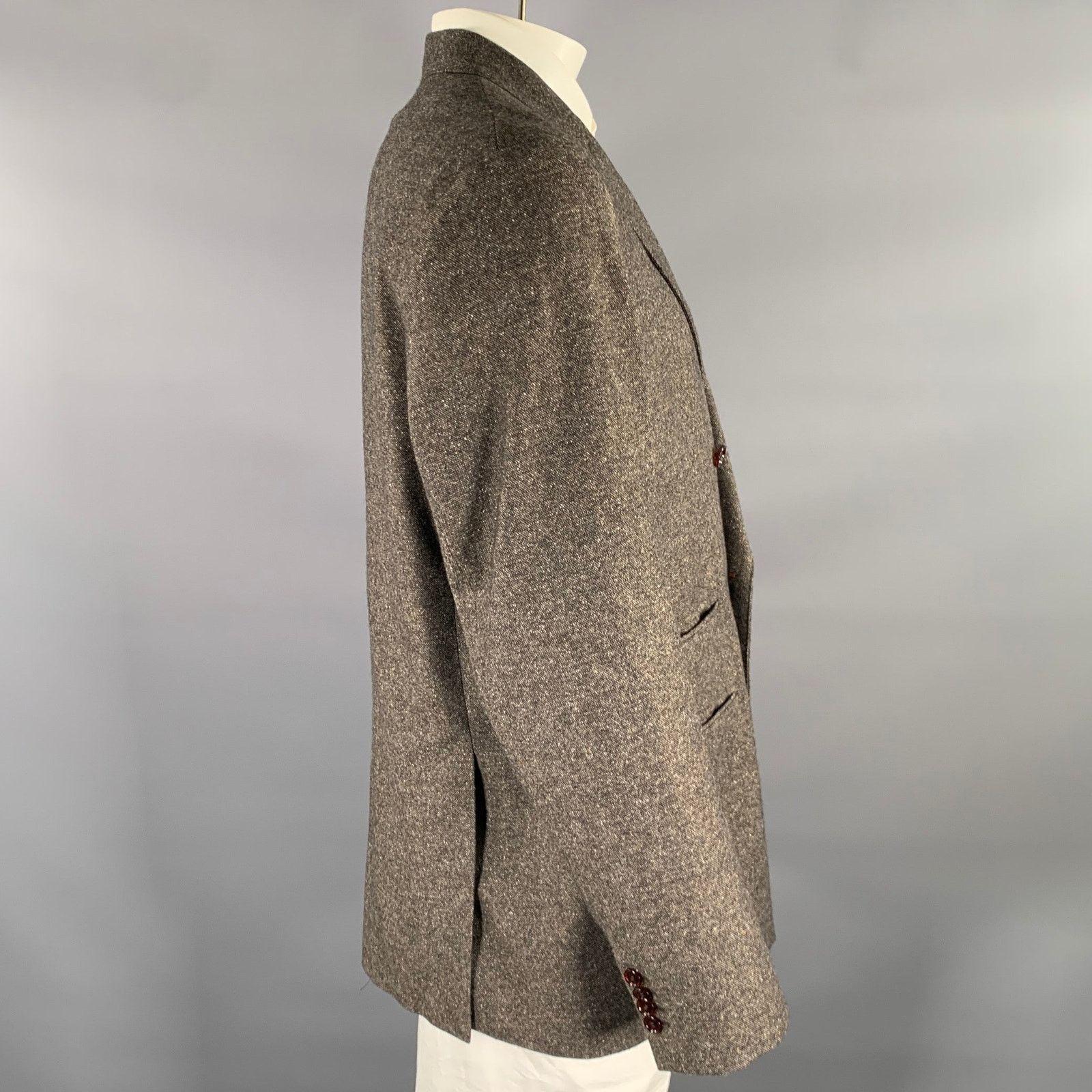 Acne Studios ACNE XL Brown White Heather Wool Blend Double Breasted Coat Size US XL / EU 56 / 4 - 3 Thumbnail