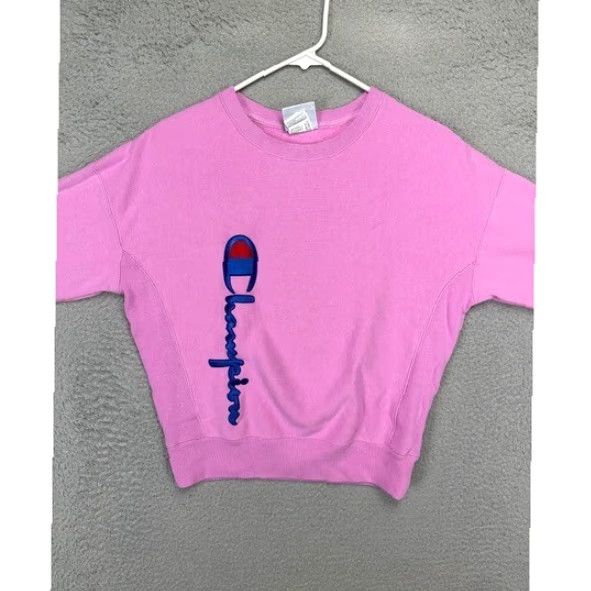 Champion Champion Sweatshirt Womens Small Reverse Weave Pink Big Logo Crew Neck Pullover Sweatshirt Size S / US 4 / IT 40 - 2 Thumbnail