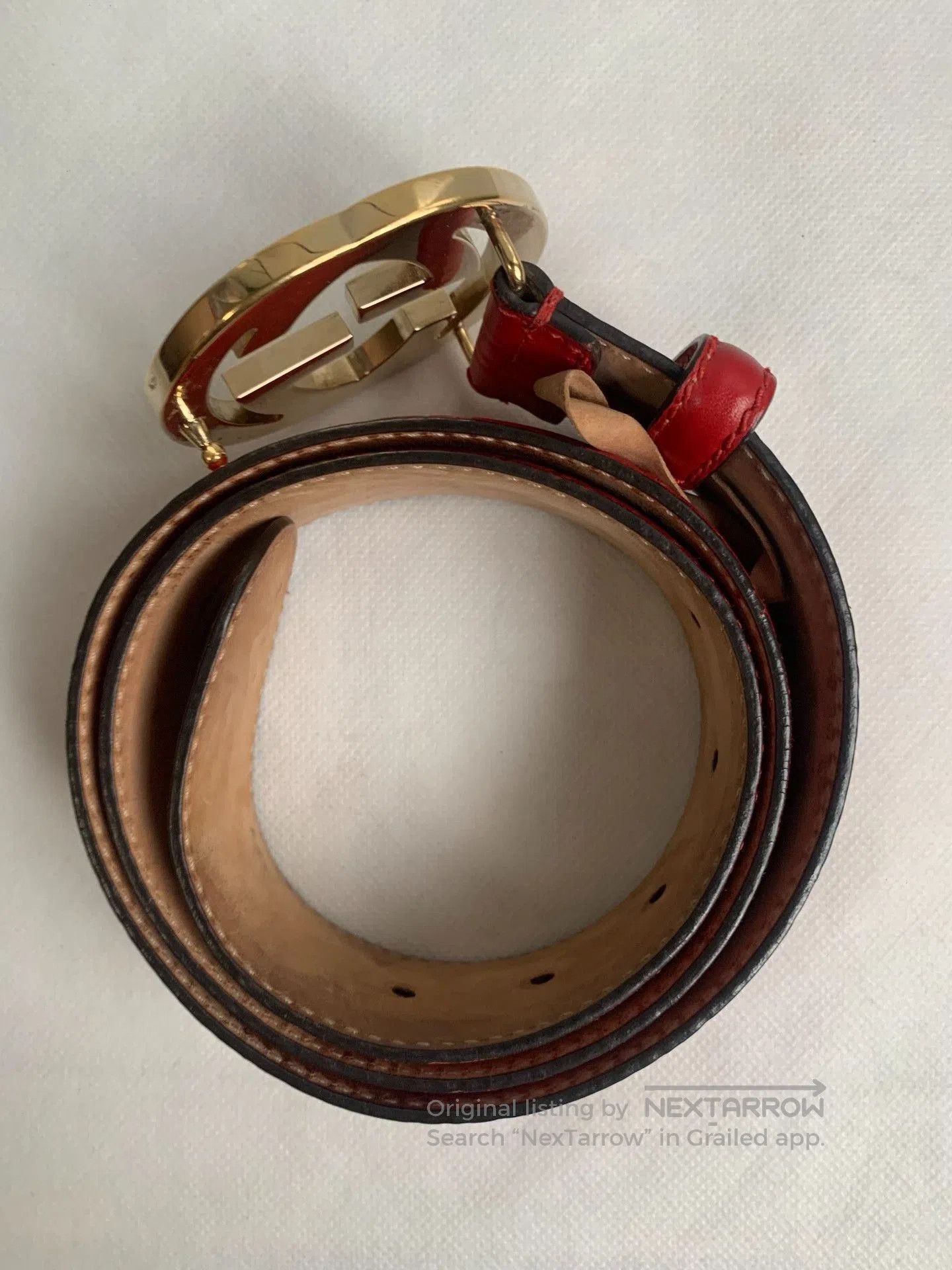 Gucci Gucci Red Double G Gold Buckle Belt. Size ONE SIZE - 7 Thumbnail