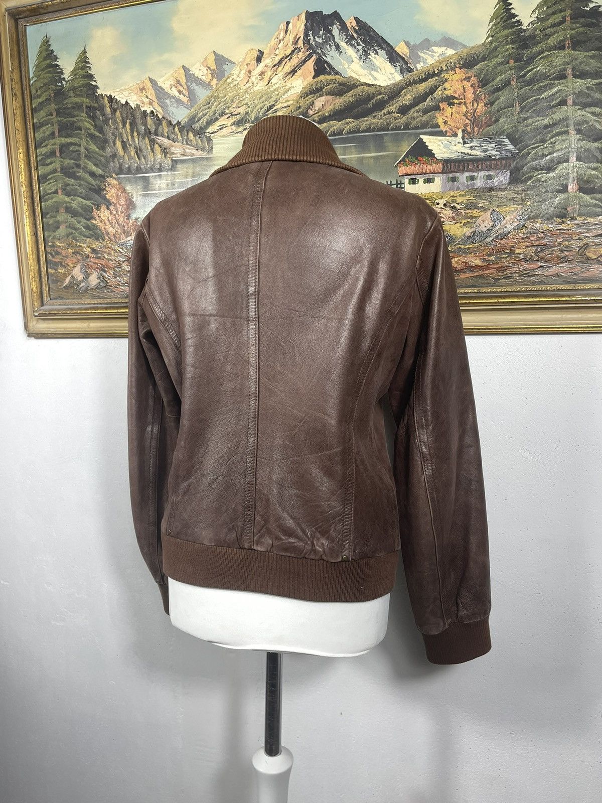 Vintage Washed Brown Retro 90s Genuine Real Leater Bomber Punk Rock Size M / US 6-8 / IT 42-44 - 9 Thumbnail