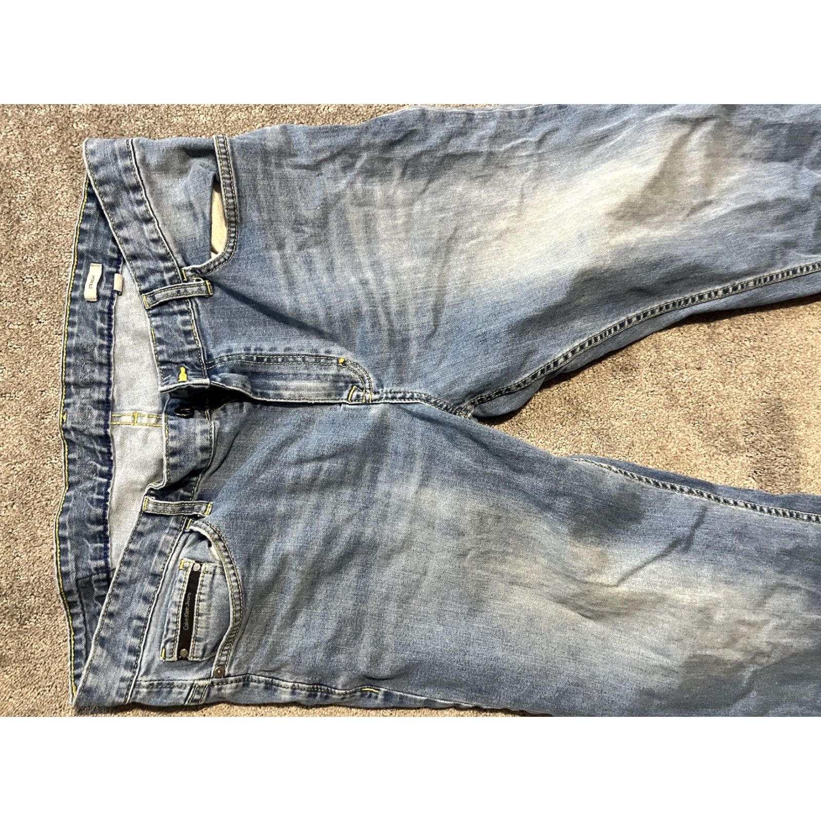 Calvin Klein Calvin Klein Jeans Men's 38x32 Straight Blue Denim Jeans Brand Logo Zip Five Pockets Belt Loops Mid Rise 32 Inseam Regular Fit Cotton denim Mens Jeans Size US 38 / EU 54 - 4 Thumbnail