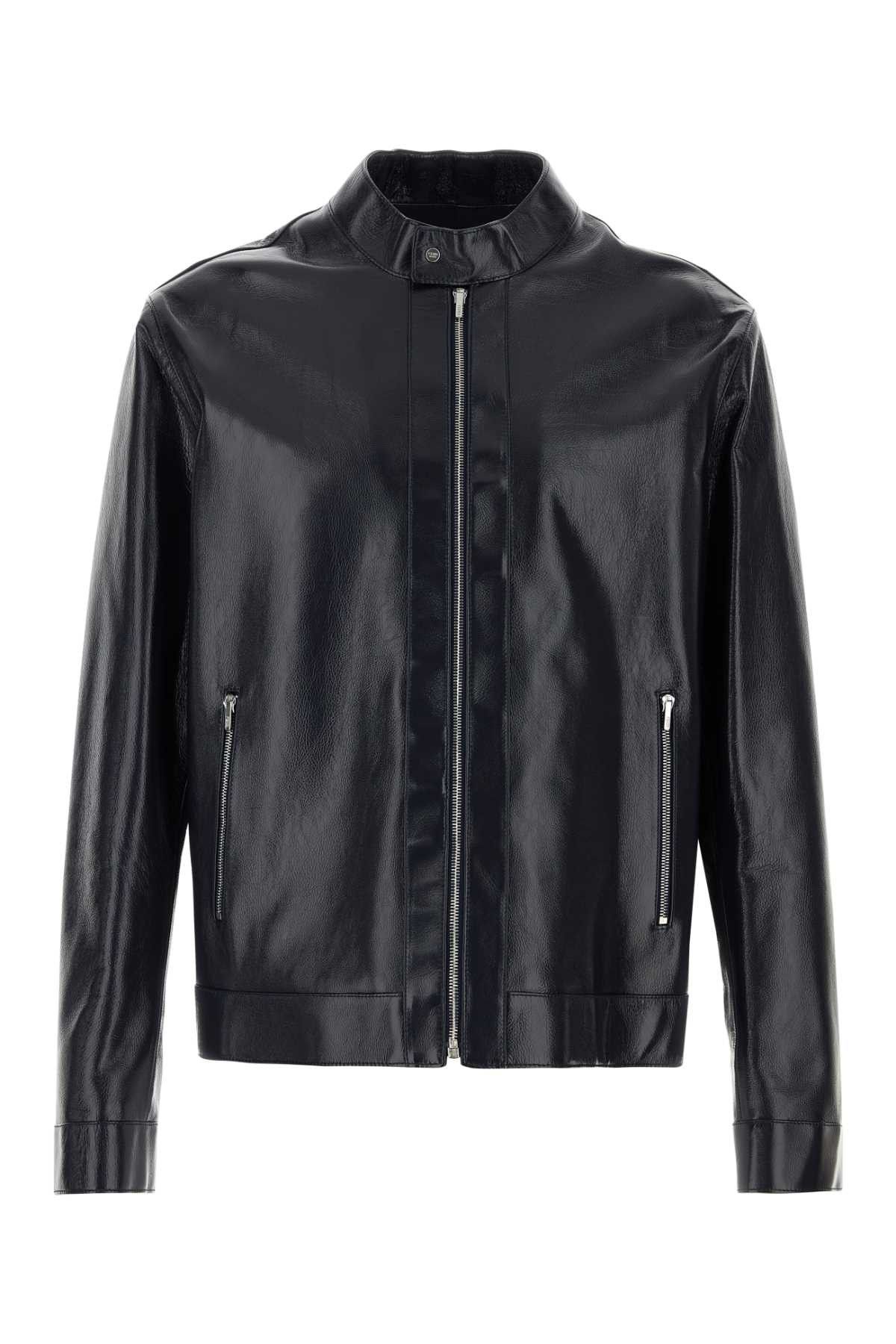 Fendi Midnight Blue Leather Jacket Size US XL / EU 56 / 4 - 1 Thumbnail