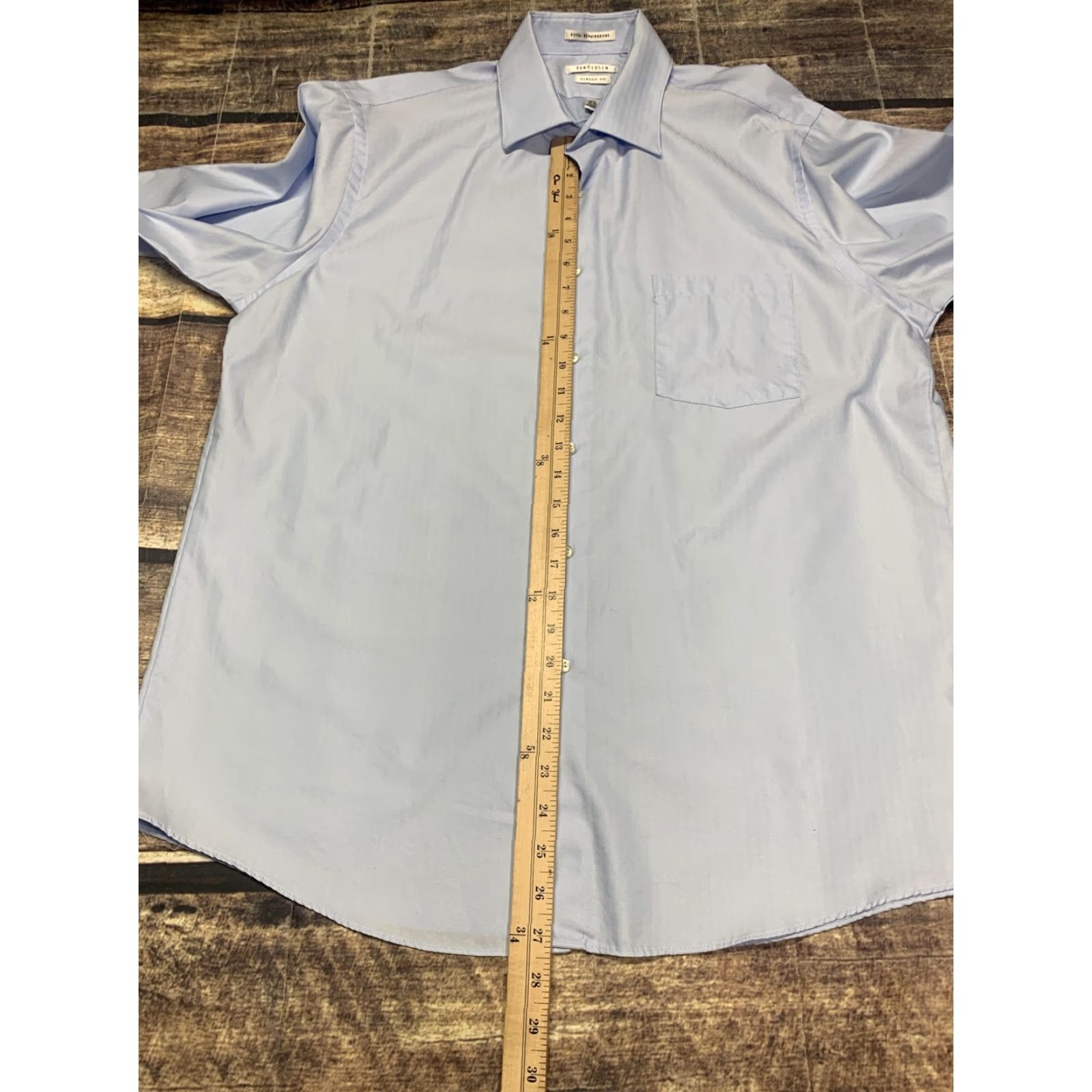 Van Heusen Van Heusen Blue Long Sleeve Men's Dress Shirt Wrinkle Free Fitted 16 1/2 32/33 Size 42R - 4 Thumbnail