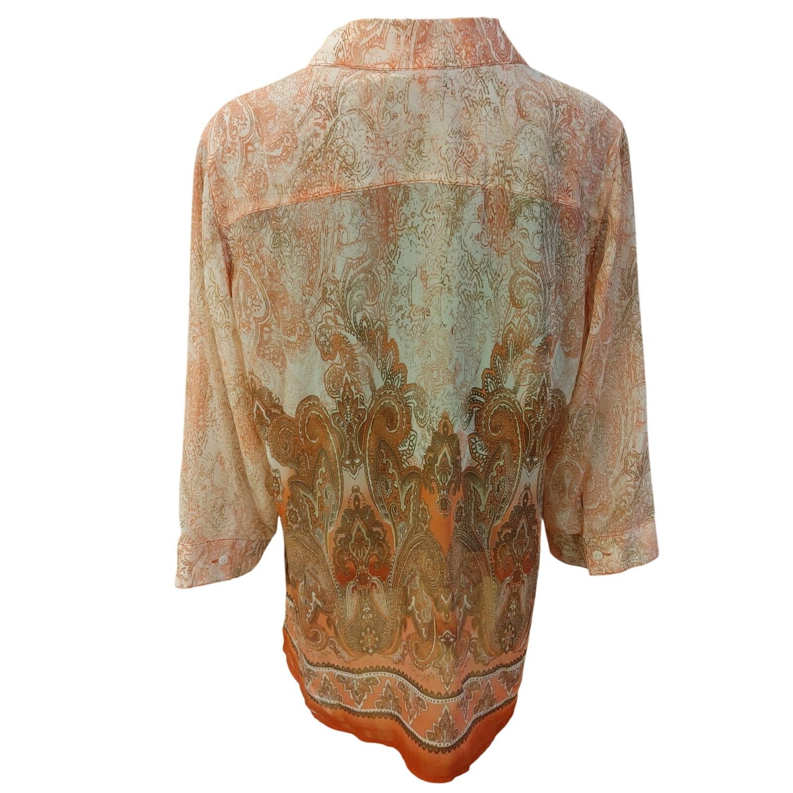 Other Chico's Women's 2 Peach Paisley Longsleeve Bttn Dwn Top Size XXL / US 16-18 / IT 52-54 - 2 Thumbnail