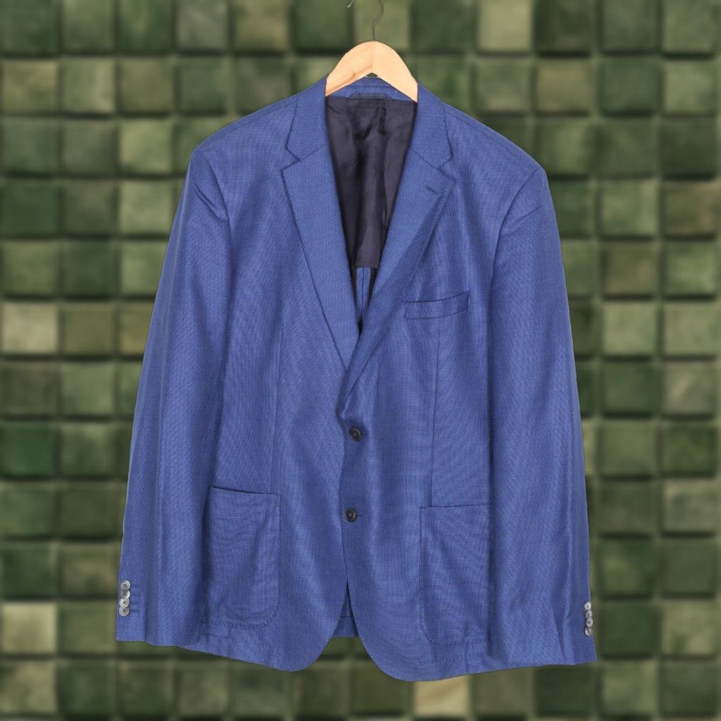 Hugo Boss HUGO BOSS Janson3 Blazer Jacket Men 54 Silk Wool Blue Button Formal Casual MJ6265 Size 54R - 1 Thumbnail