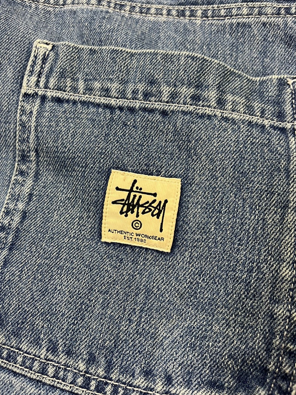 Stussy × Vintage Stussy workgear navy denim double knee baggy jeans pants 34 Size US 34 / EU 50 - 18 Thumbnail