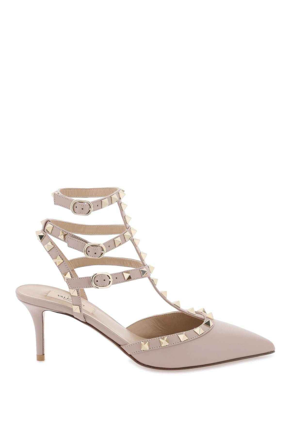 image of Valentino Garavani Rockstud Slingback Pumps Shoes in Poudre, Women's (Size 9)