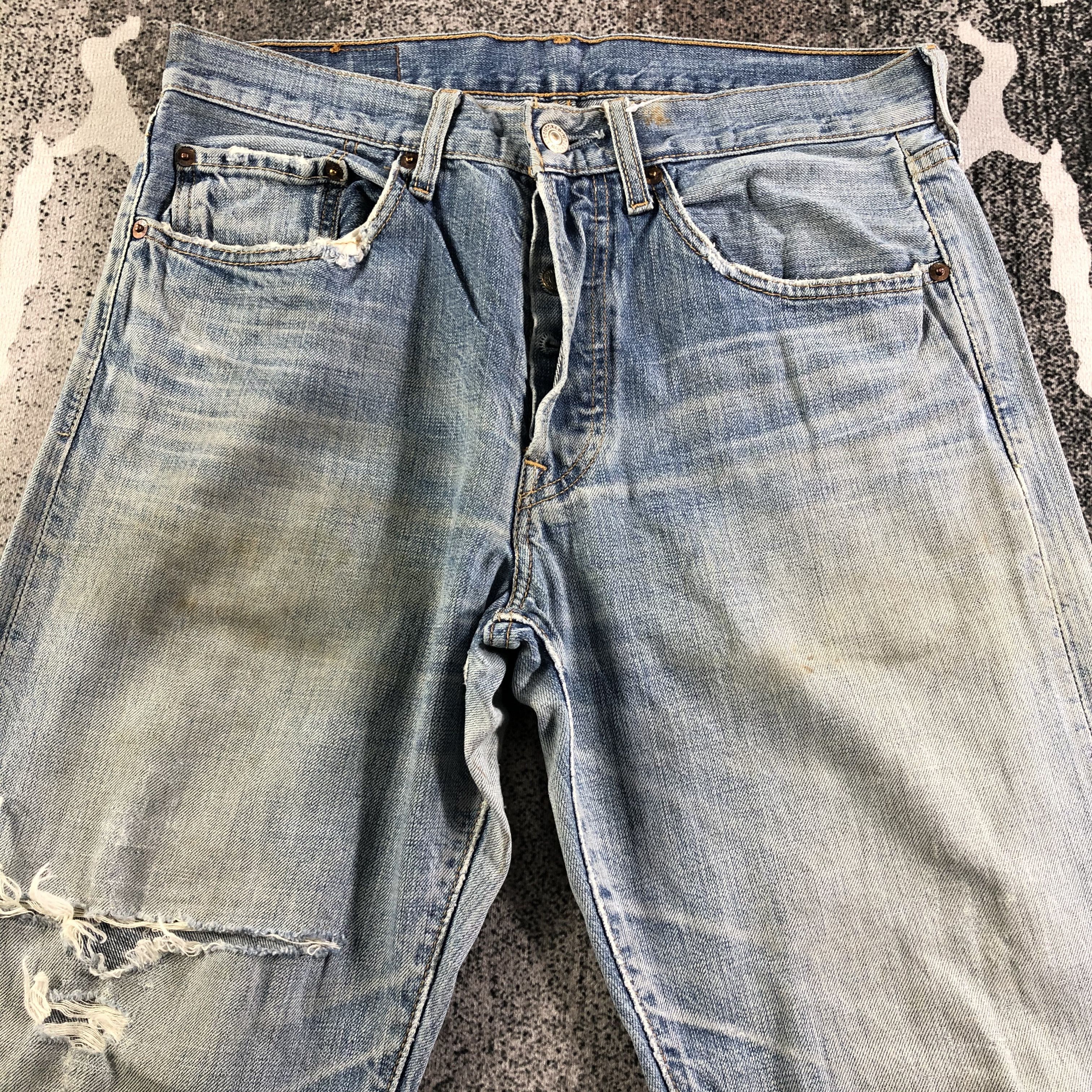 Levi's Vintage Levis 501 Jeans Dirty Ripped Denim KJ2501 Size US 31 - 3 Thumbnail