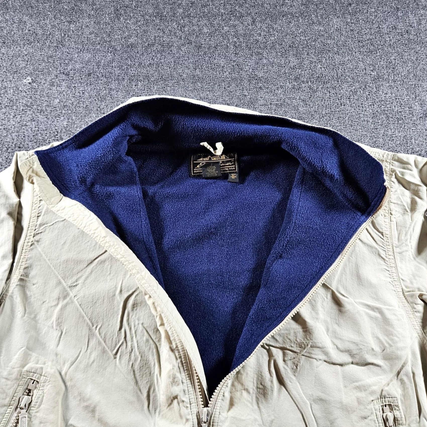 Eddie Bauer VINTAGE Eddie Bauer Jacket Mens XL Beige Nylon Fleece Lined Bomber Made USA Size US XL / EU 56 / 4 - 5 Thumbnail