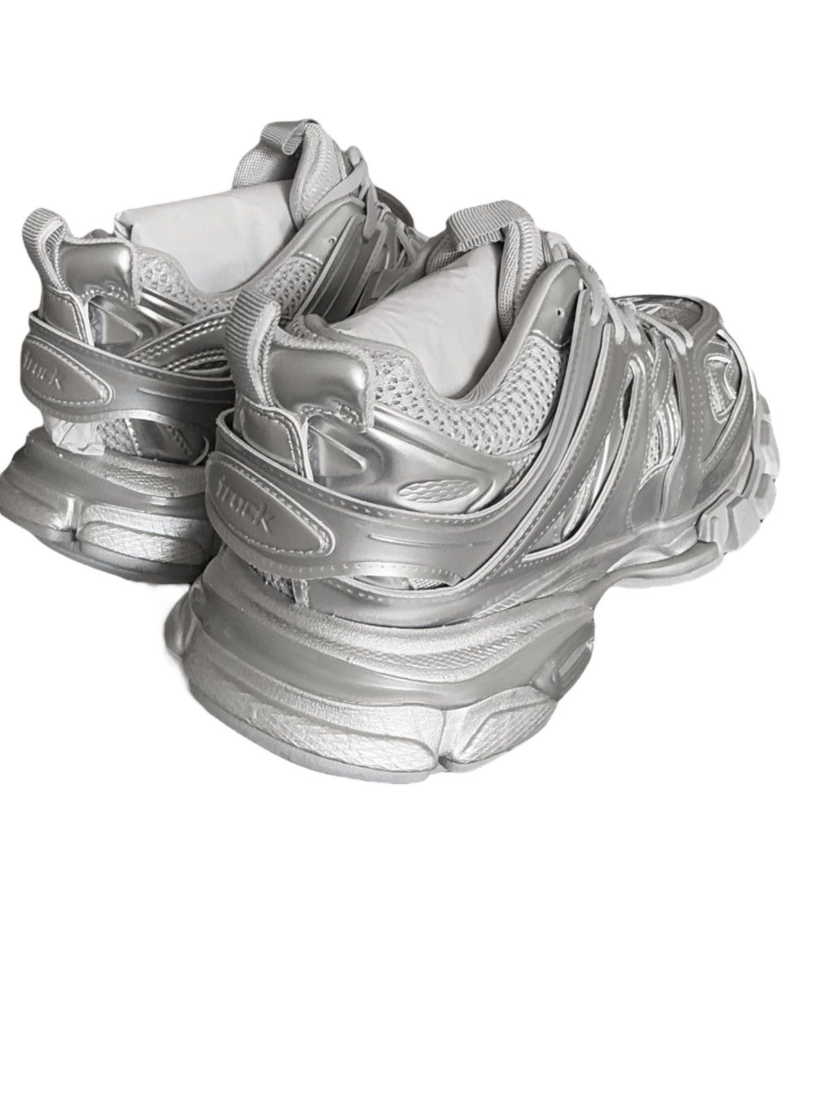 Balenciaga Silver Metallic Track Sneaker Runner Size US 7 / EU 40 - 3 Thumbnail
