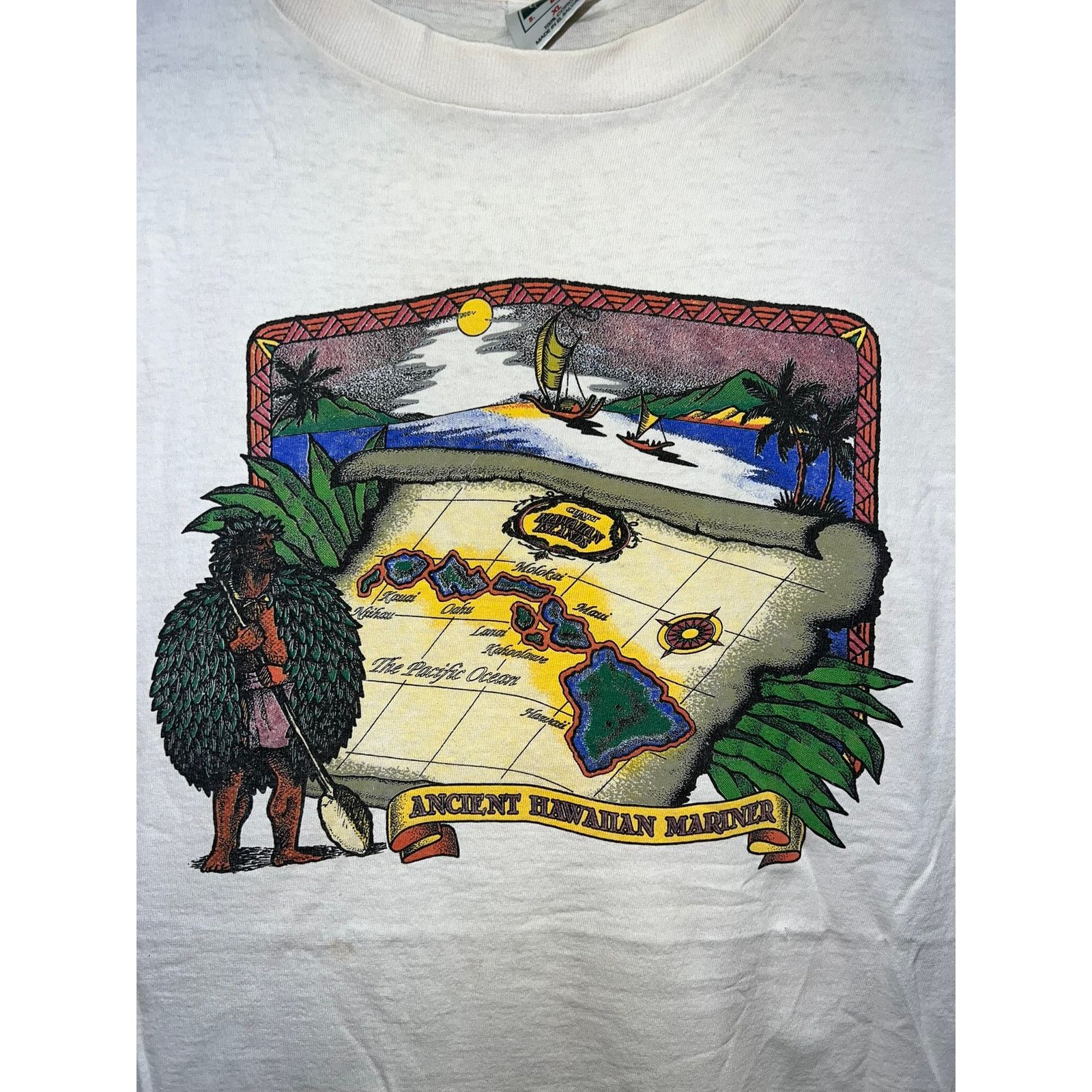 Vintage Vintage Hawaii Ancient Hawaiian Mariner Map White XL Shirt Size US XL / EU 56 / 4 - 2 Thumbnail