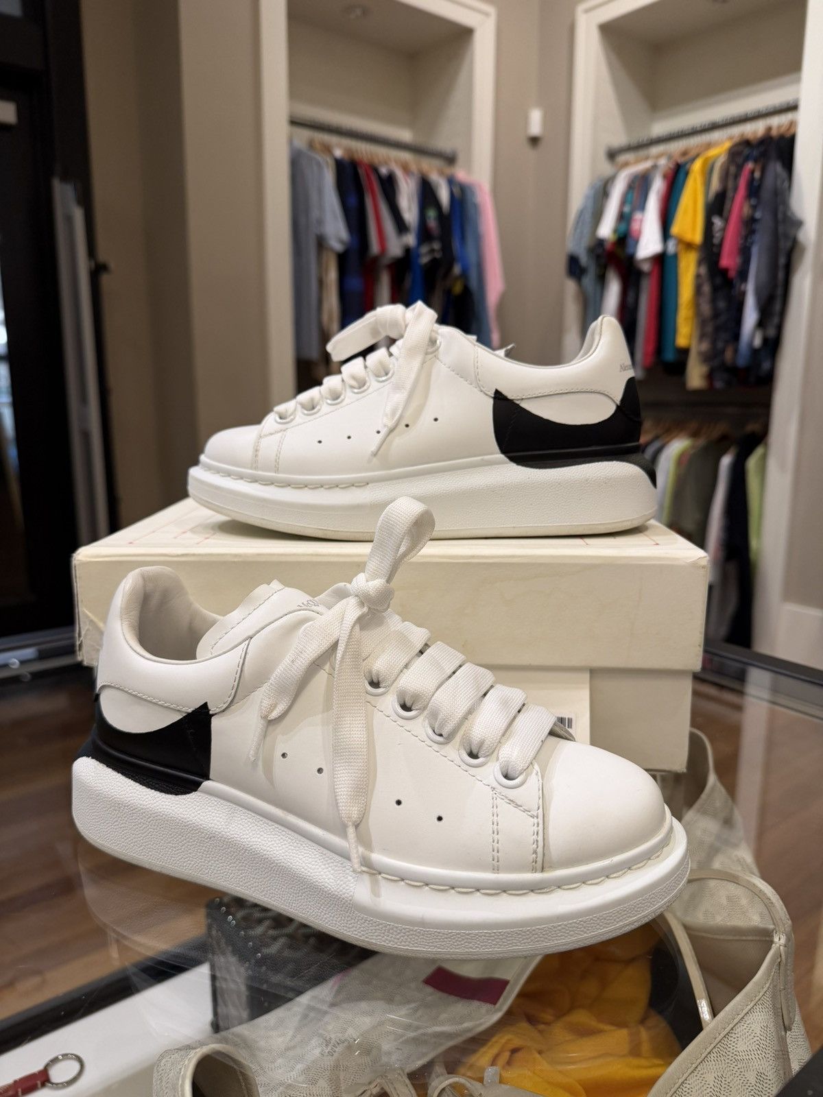 Alexander McQueen Alexander McQueen Oversized Sneakers - Black/White Heel Size US 5 / IT 35 - 1 Thumbnail