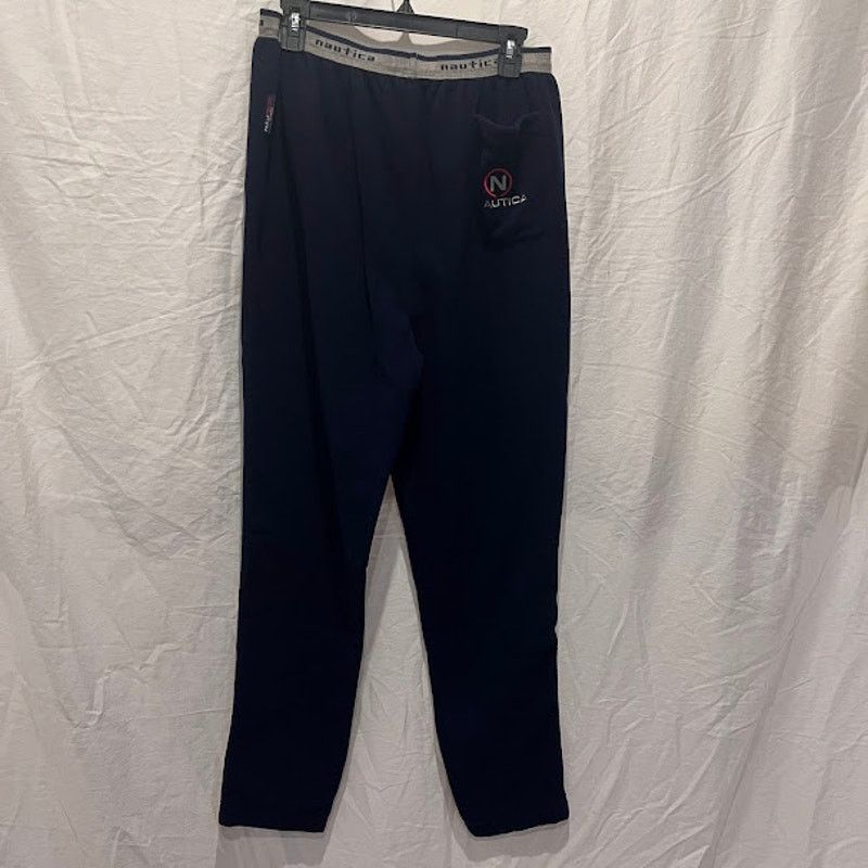 Nautica × Vintage NWT VTG Y2K Nautica Sleepwear Pants Logo Navy Fleece Mens Size US 36 / EU 52 - 2 Thumbnail