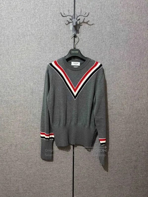 Thom Browne Thom Browne Gray Wool Embroidered Sweater . Size US M / EU 48-50 / 2 - 1 Thumbnail