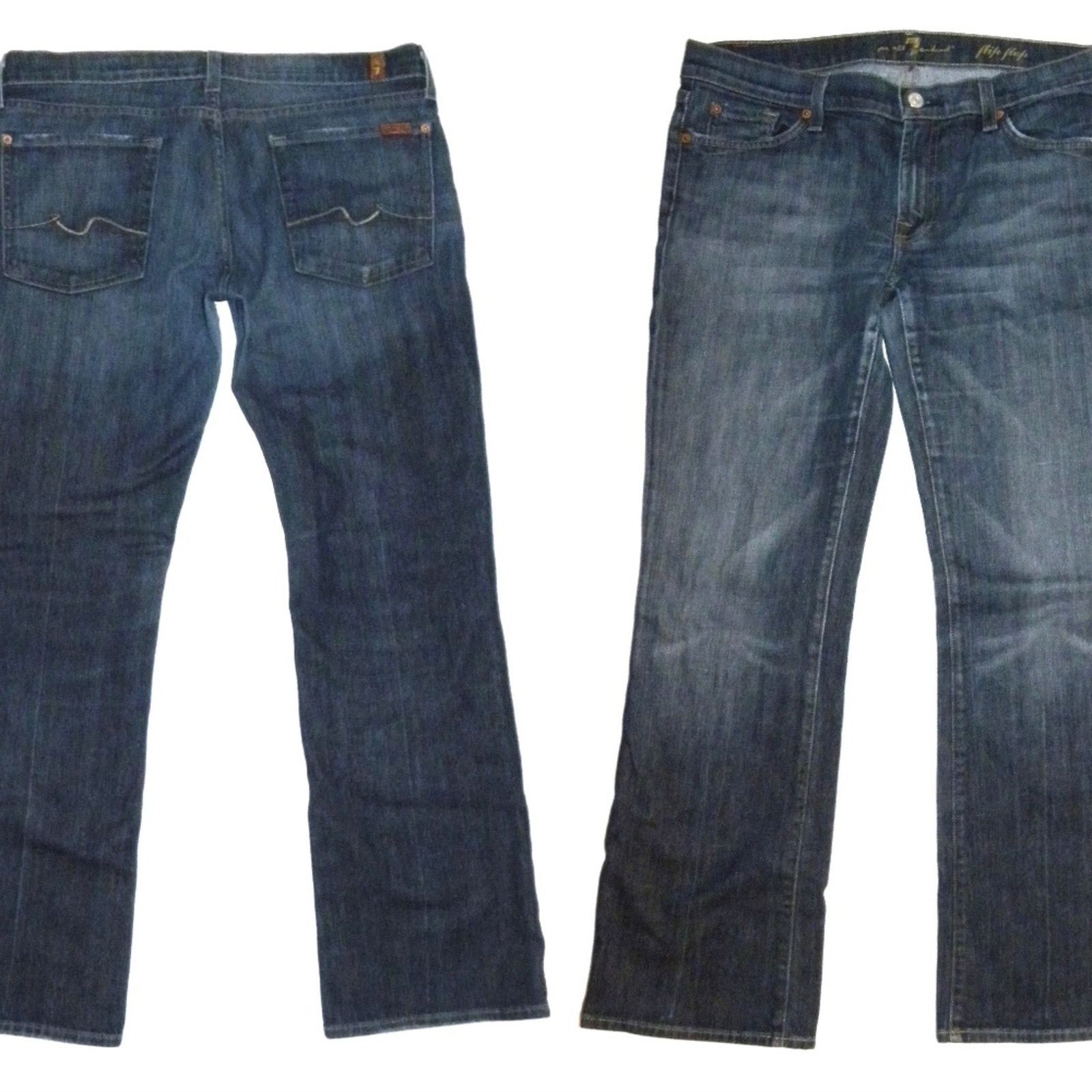 7 For All Mankind 7 FAM Flip Flop Bootcut Jeans Dark Wash size 32 Size 32" / US 10 / IT 46 - 2 Thumbnail