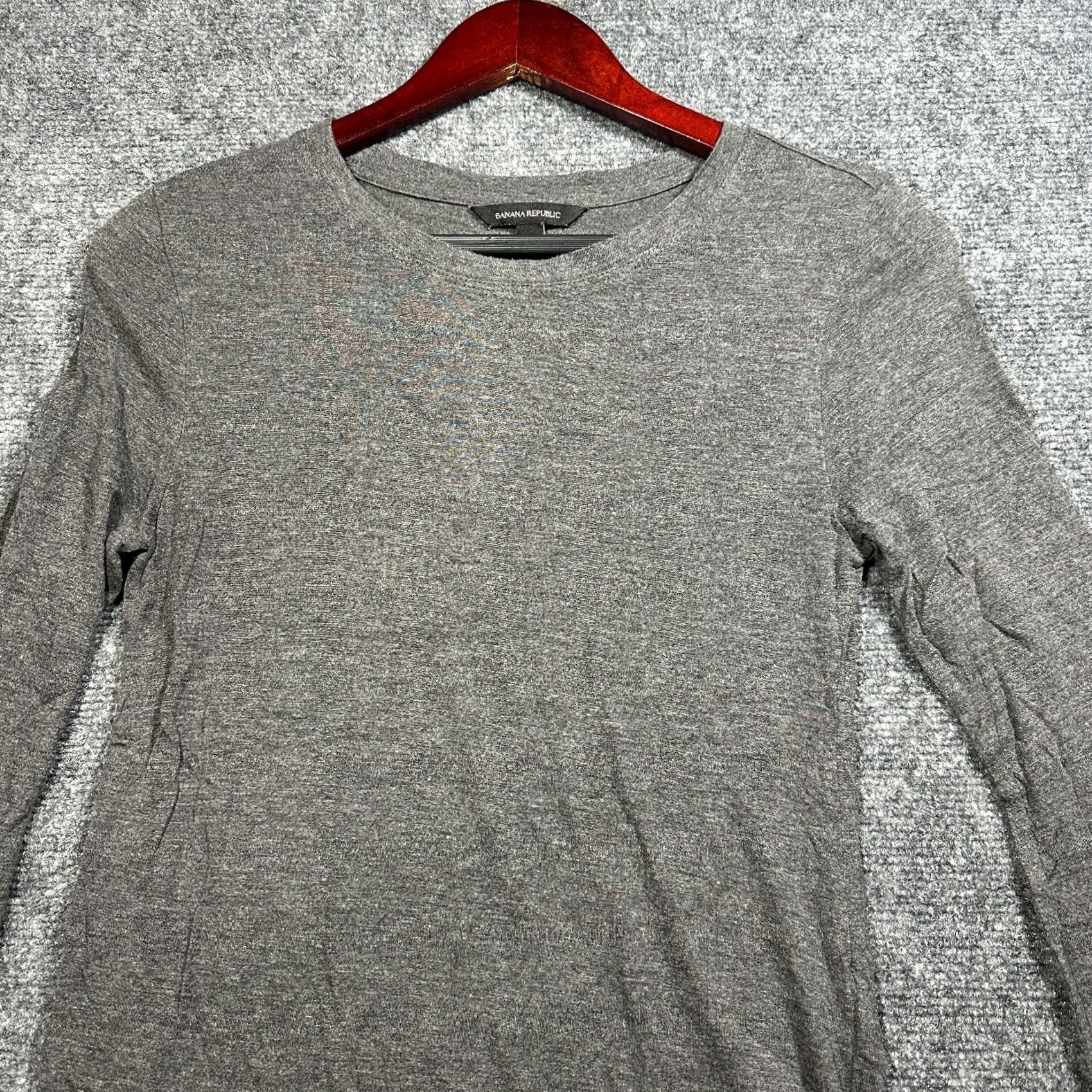 Banana Republic Banana Republic Womens Small Gray Cotton Stretch Long Sleeve Tee Curved Hem Size S / US 4 / IT 40 - 4 Thumbnail