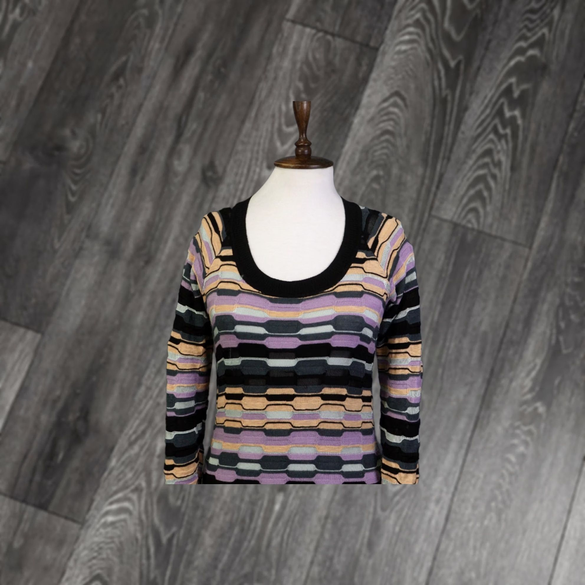 Missoni Black Multicolor Striped Knit Missoni Multicolor Striped Knit Poncho Black Red Multiple  main image 3
