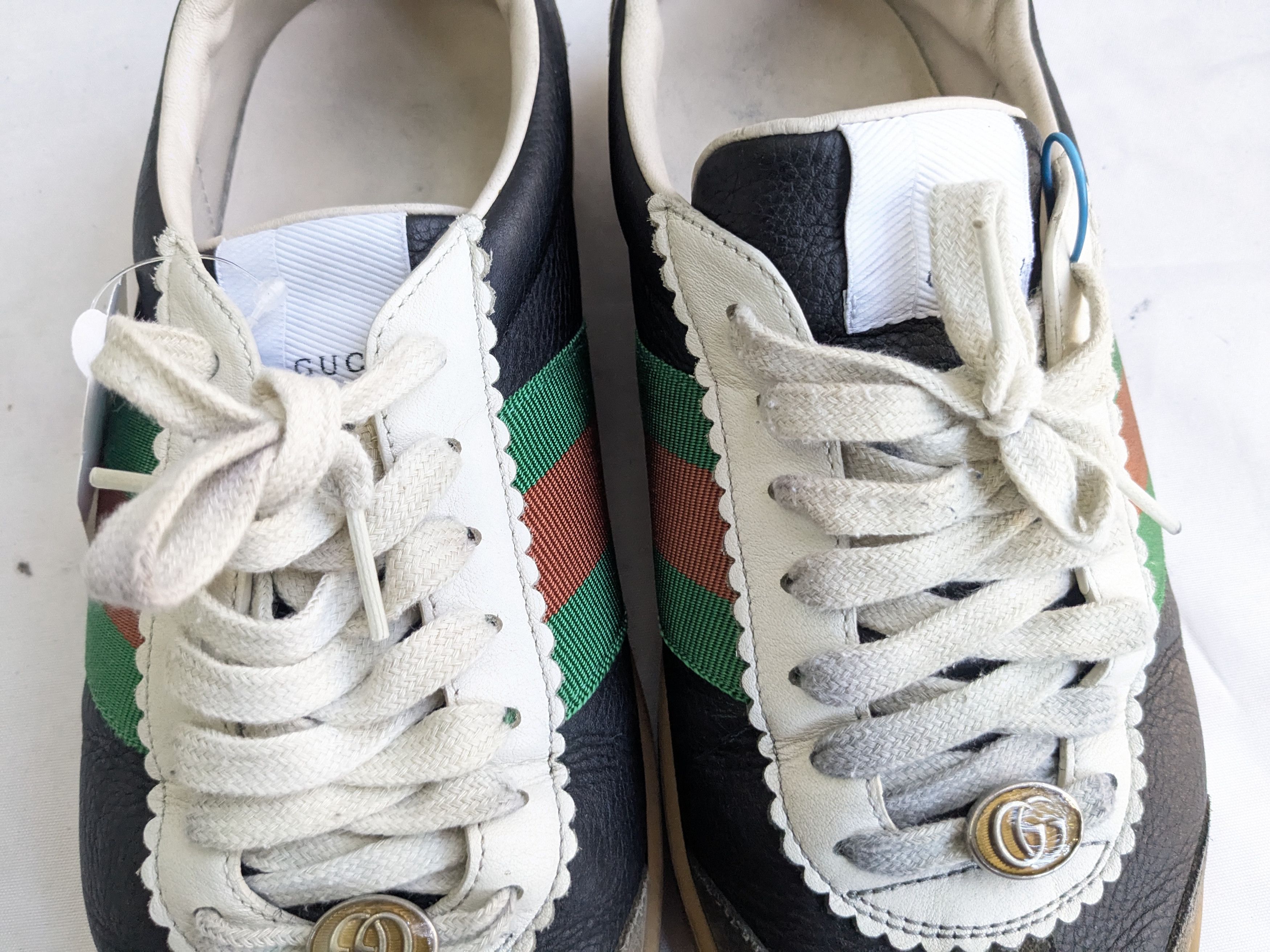 Gucci Gucci G74 Sneakers Black Leather 9 Web Gum Size US 9 / EU 42 - 4 Thumbnail