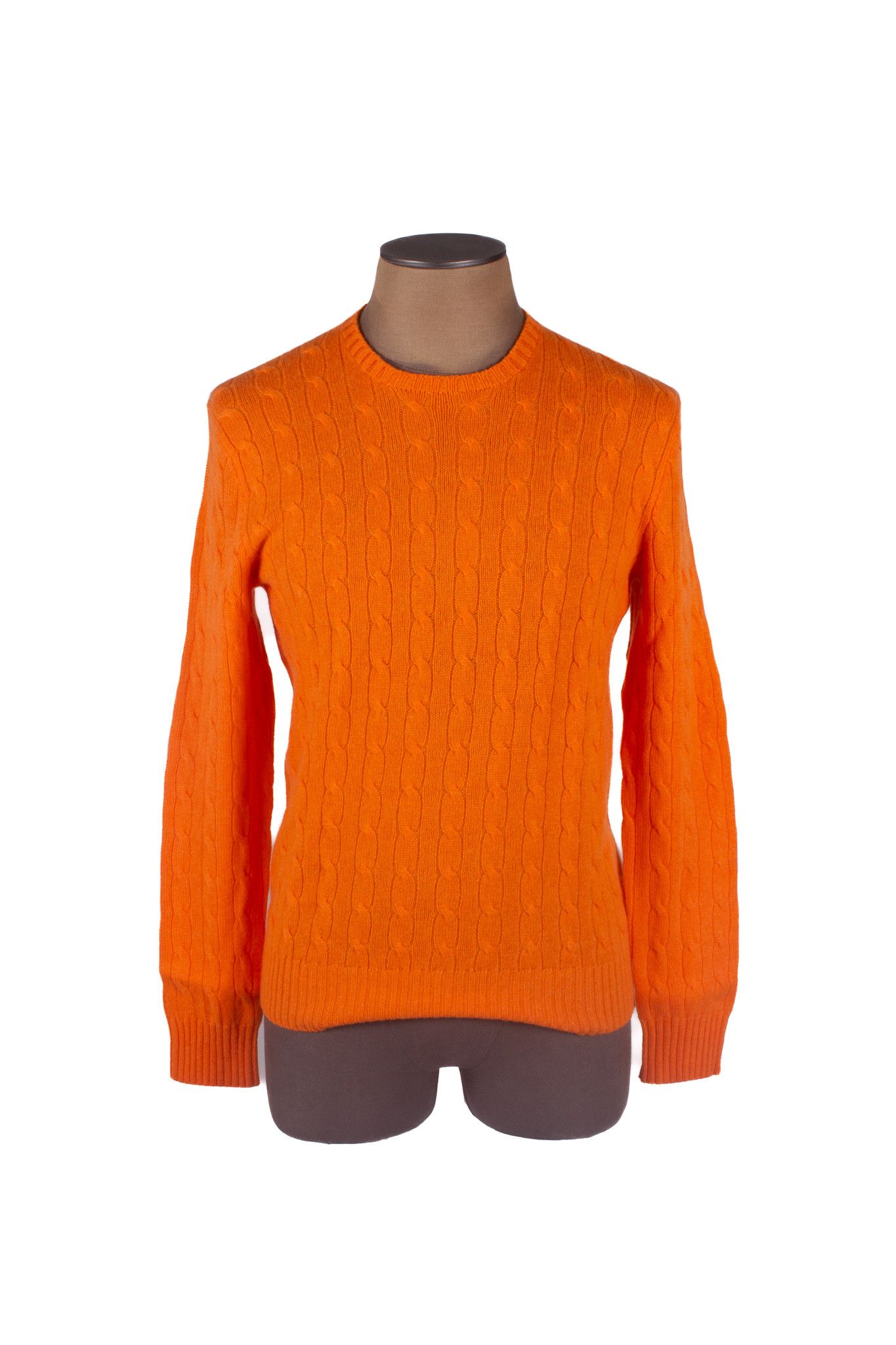 image of Polo Ralph Laurent Orange Cashmere Cable Knit Sweater, Men's (Size Medium)