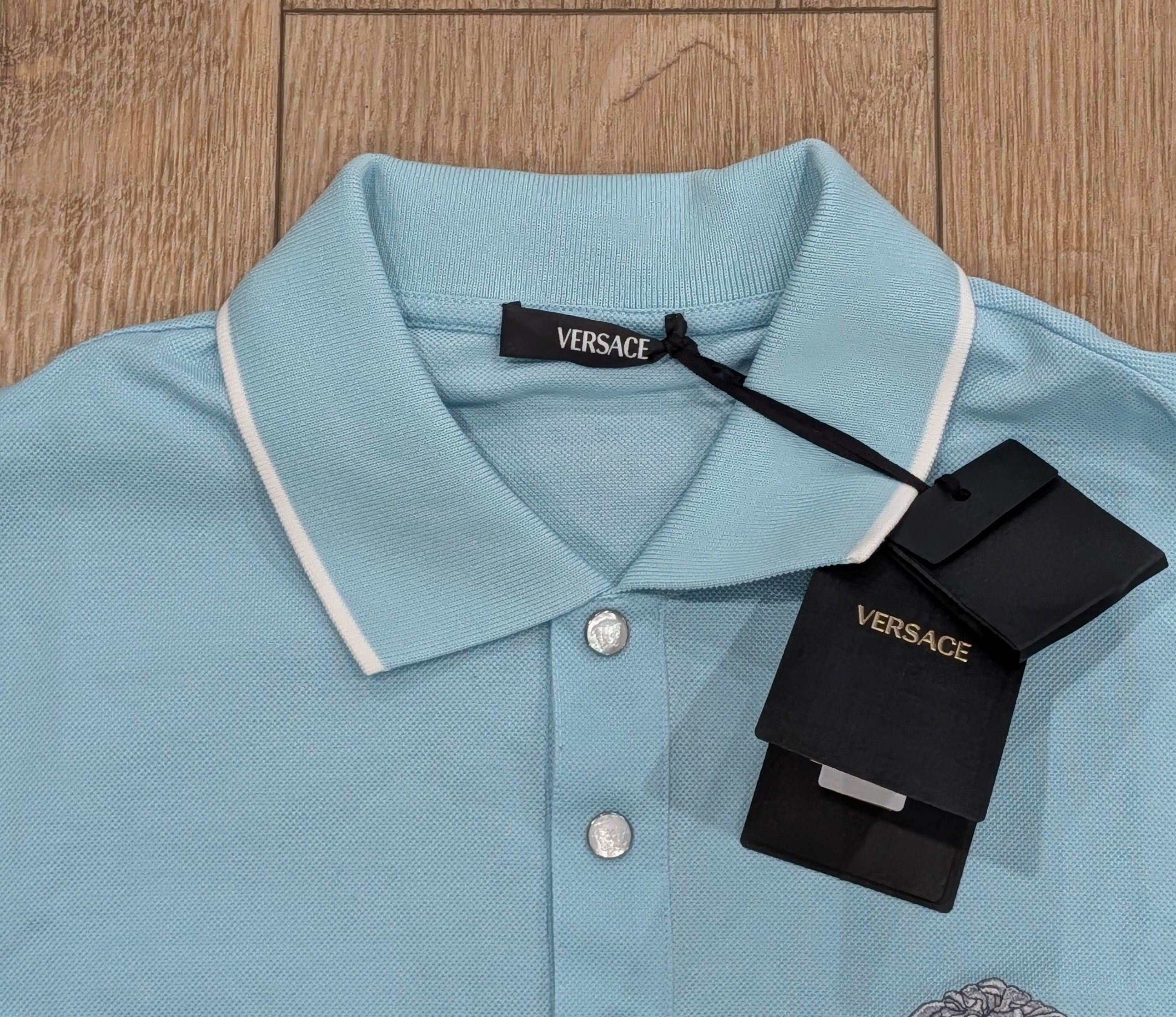 Versace VERSACE Medusa Embroidered Polo Shirt Light Blue Large Size US L / EU 52-54 / 3 - 2 Thumbnail