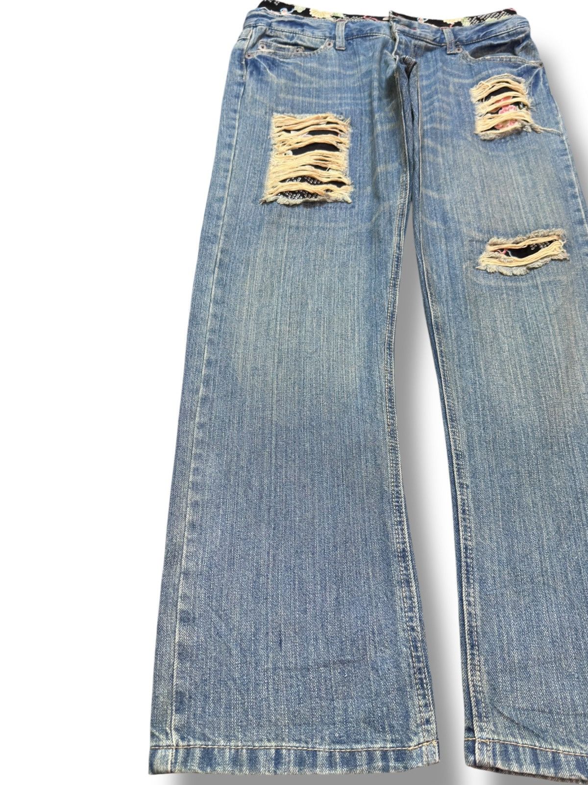 Hysteric Glamour Vintage Japanese Brand Double Waist Grunge Distressed Denim Size US 31 - 3 Thumbnail