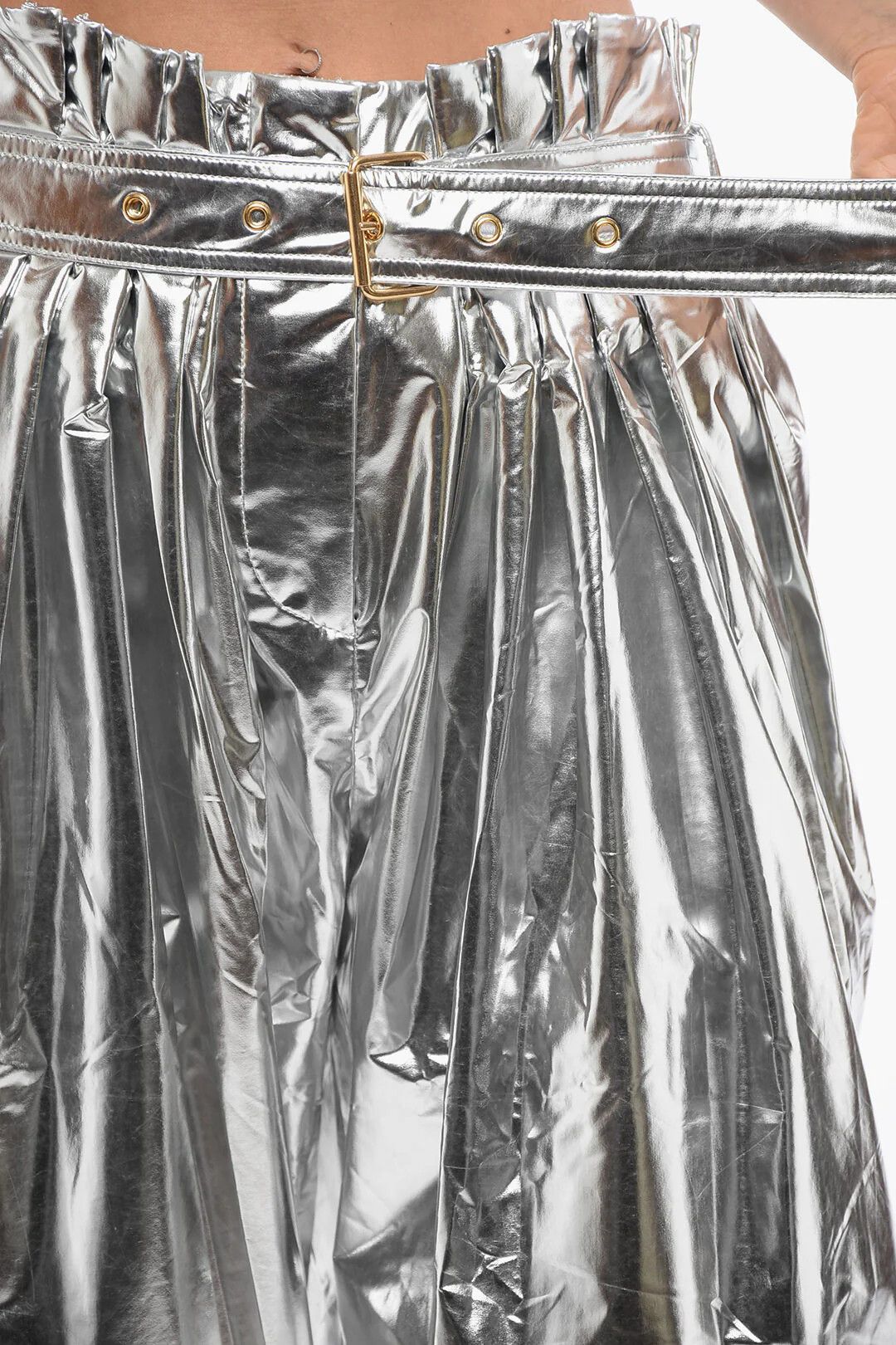 Balmain og1mm0326 High-Waisted Baggy-Fit Trousers in Sliver Size 26" / US 2 / IT 38 - 3 Thumbnail