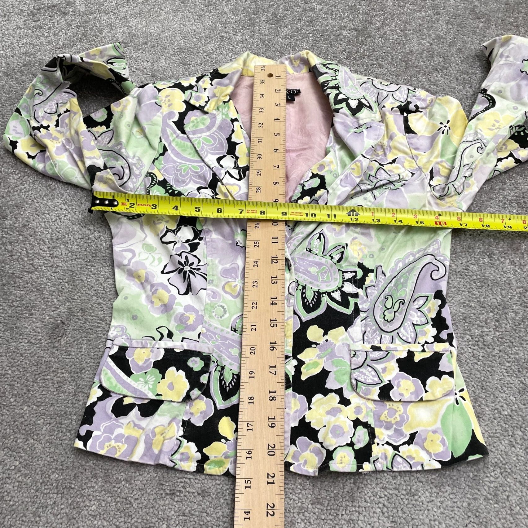 XOXO XOXO Blazer Jacket - Juniors L Multicolor Floral Knit Cotton Blend - Short Jacket, Long Sleeve, Padded - Casual Work Clothing - Womens Size L / US 10 / IT 46 - 7 Thumbnail